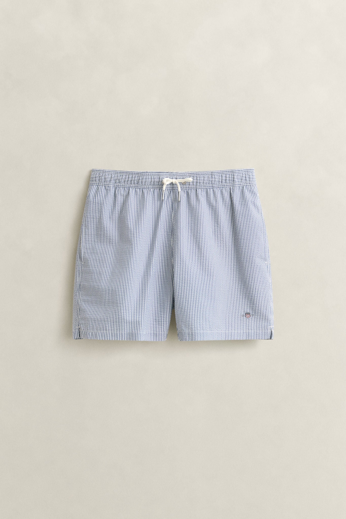 Striped Seersucker Swim Shorts Vintage Blue