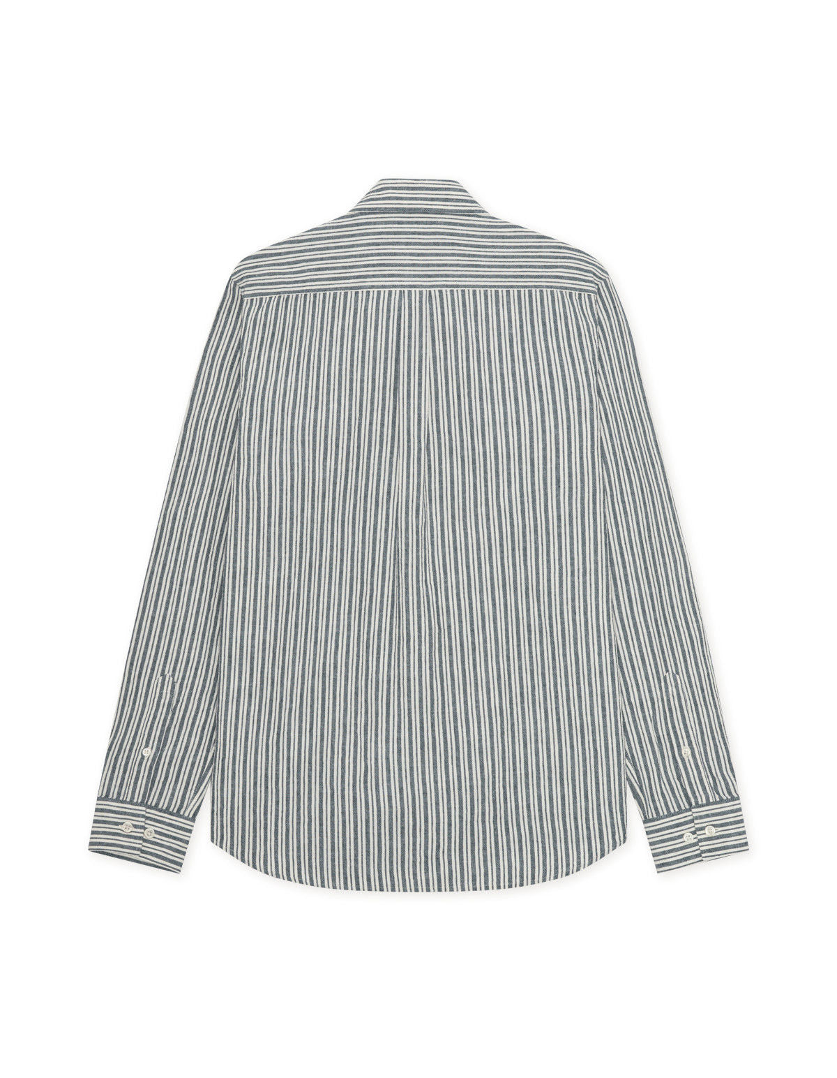 Stripe Cotton-Linen Shirt Dark Denim Blue