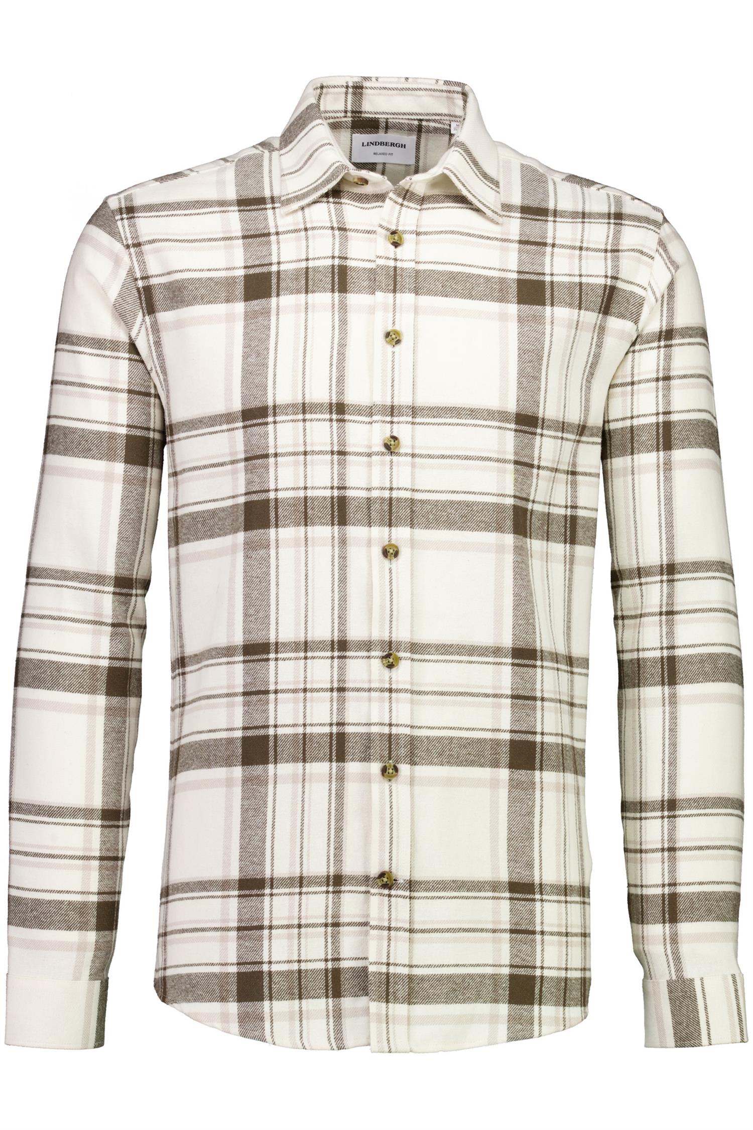 Heavy checked twill shirt L/S Off White
