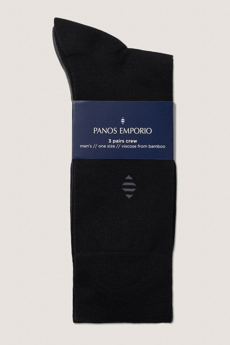 3PK Daniel Bamboo Crew Black/Bungee Cord/Navy