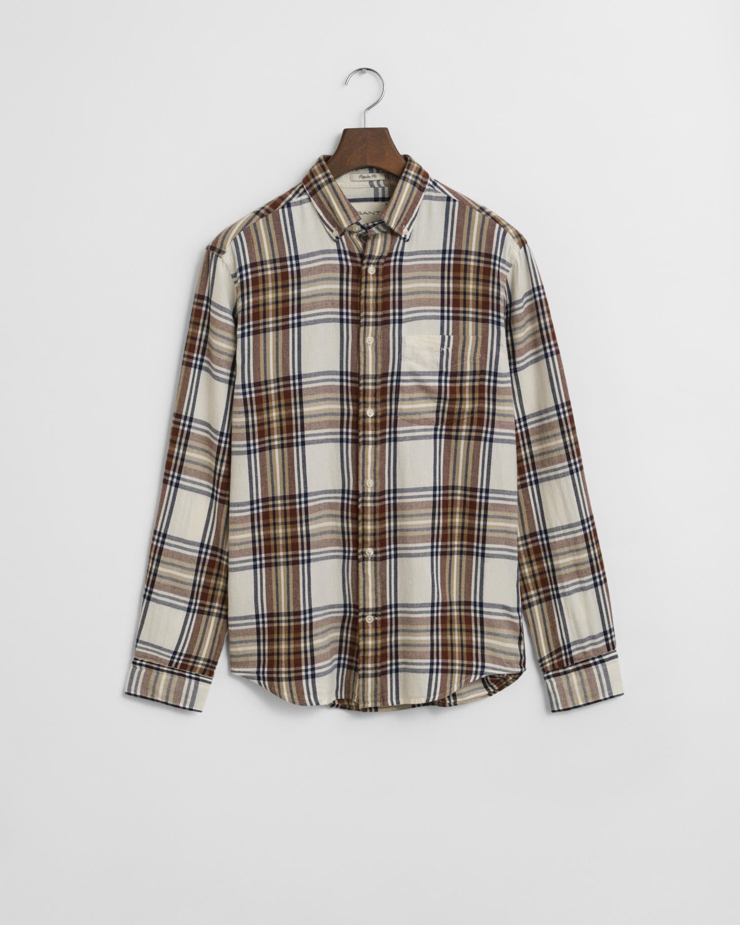 Reg Windblown Flannel Check Shirt Cream