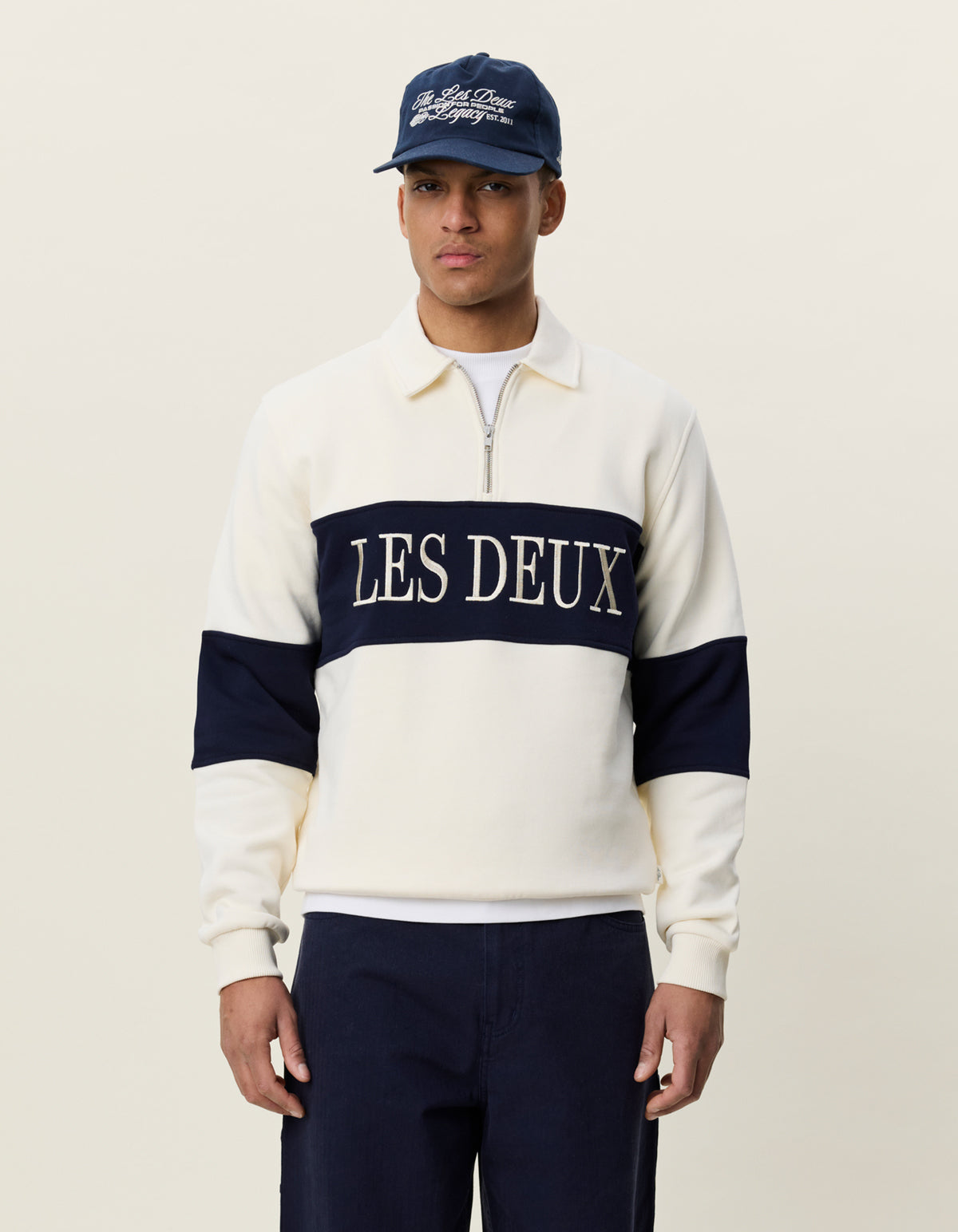 Zipper Rugby Sweatshirt Ivory