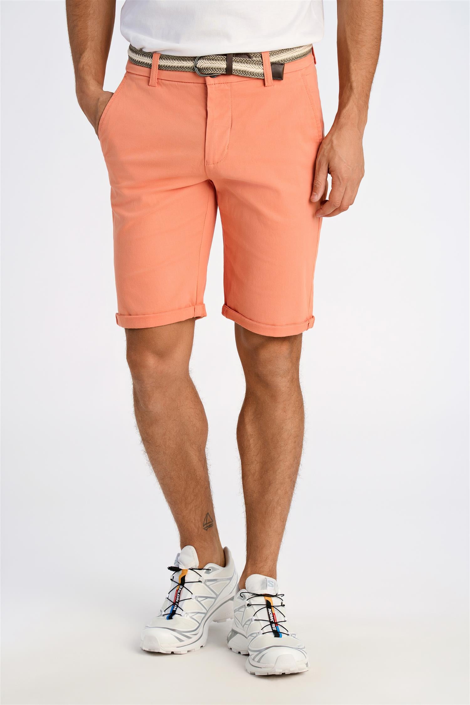 Superflex chino shorts w. belt Lt Coral