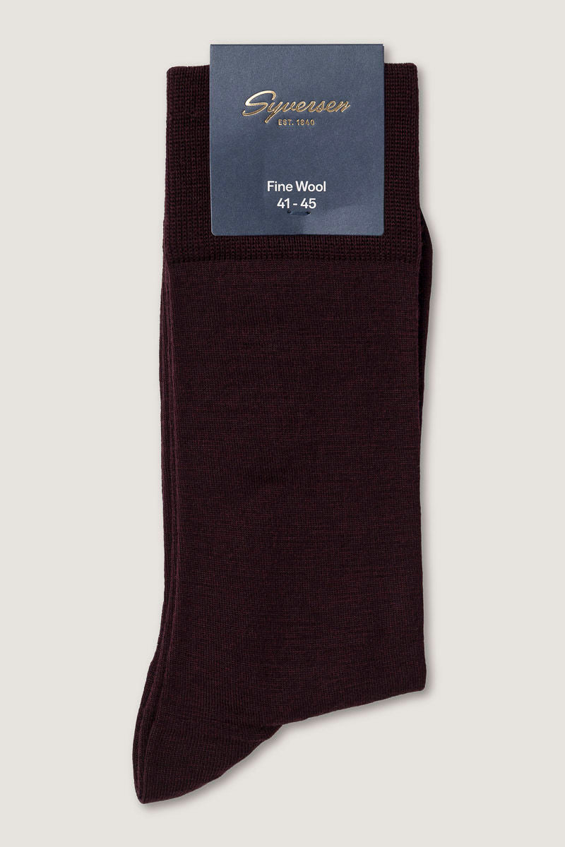 Fine Wool Crew Sock Bordeaux