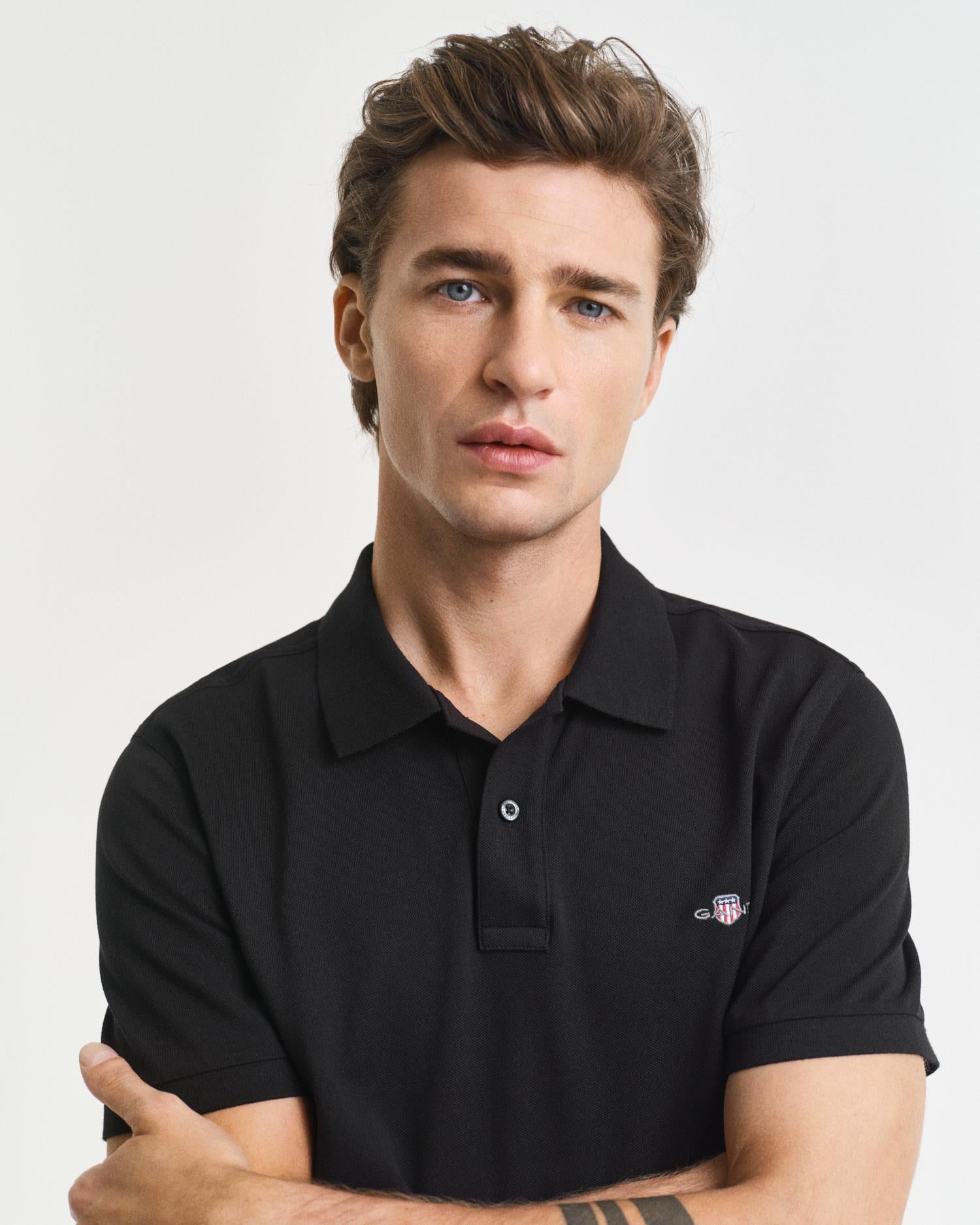 Reg Shield Ss Pique Polo Black