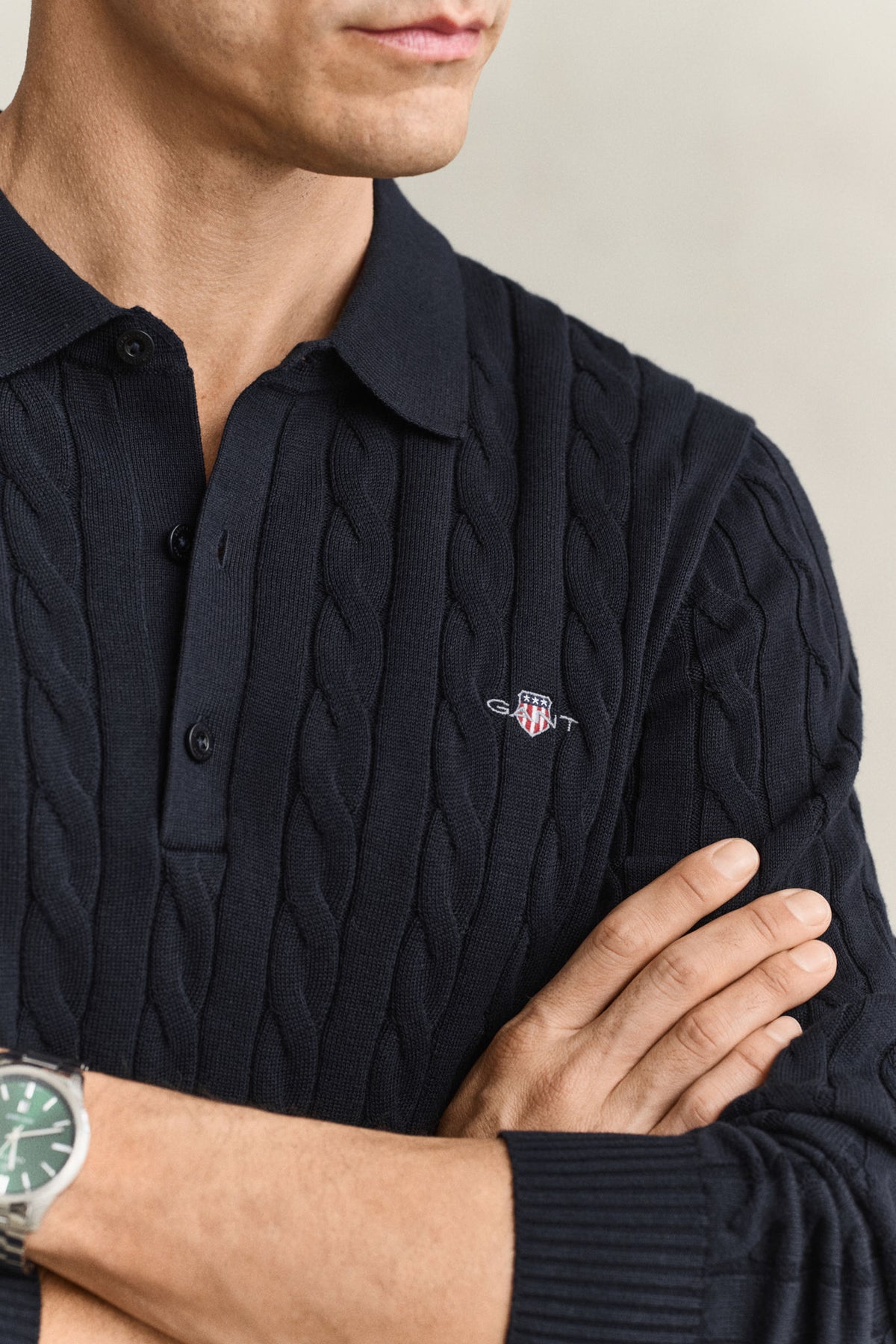 Classic Cable Knit Sweater Evening Blue