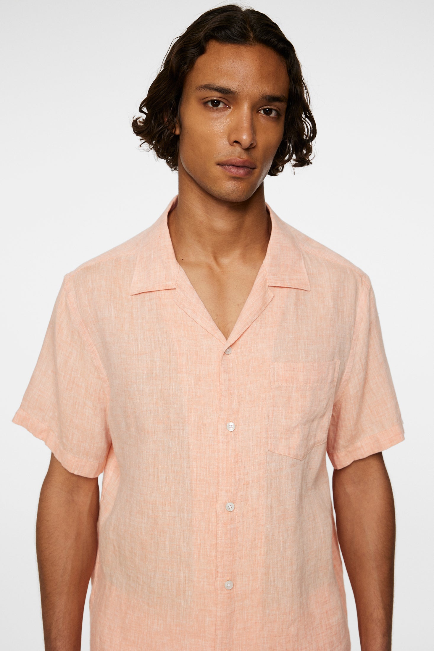 Elio Linen Melange Shirt Mock Orange