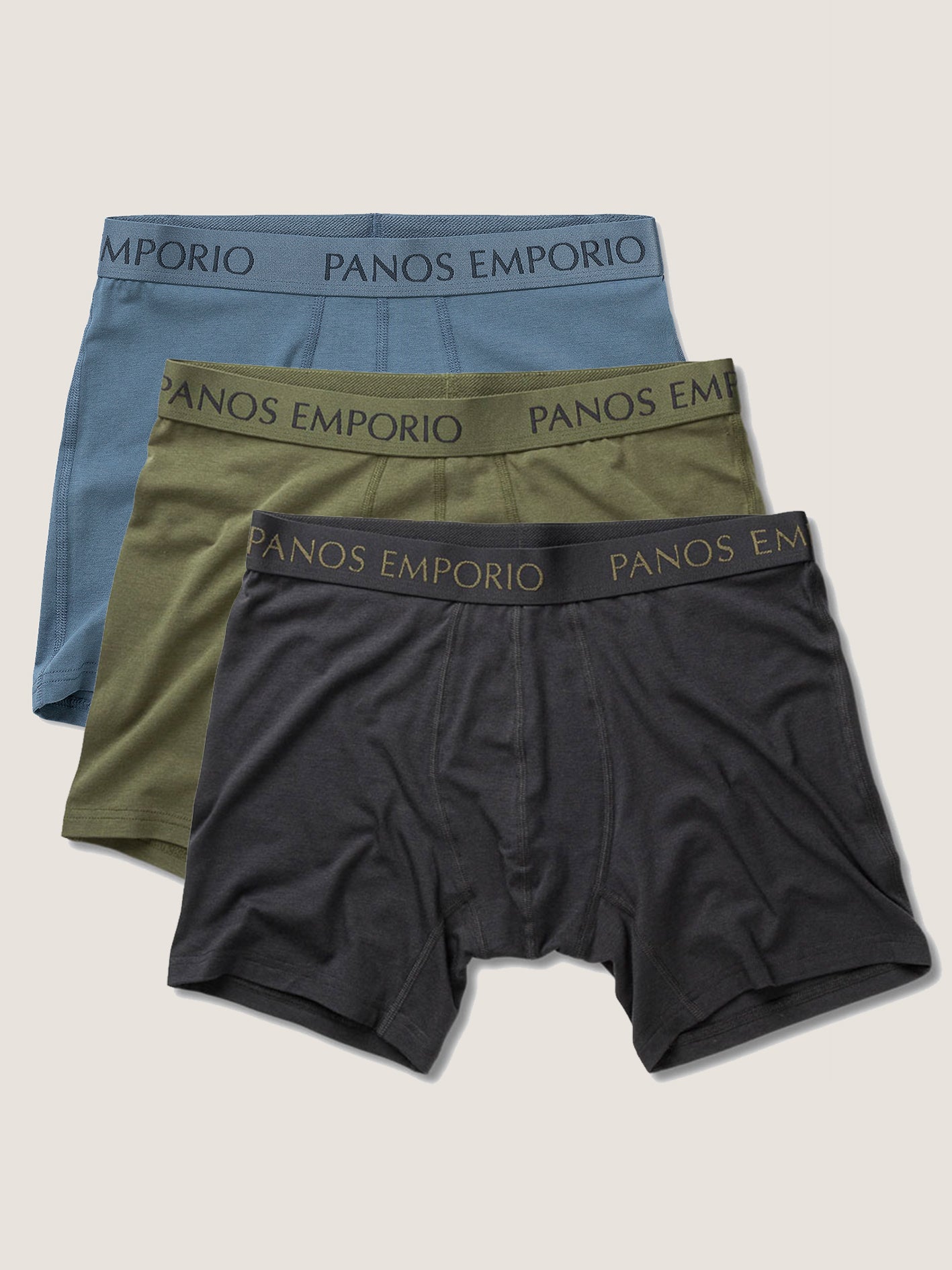 3pk Base Bamboo Boxer Grey/Olive/Bluesteel