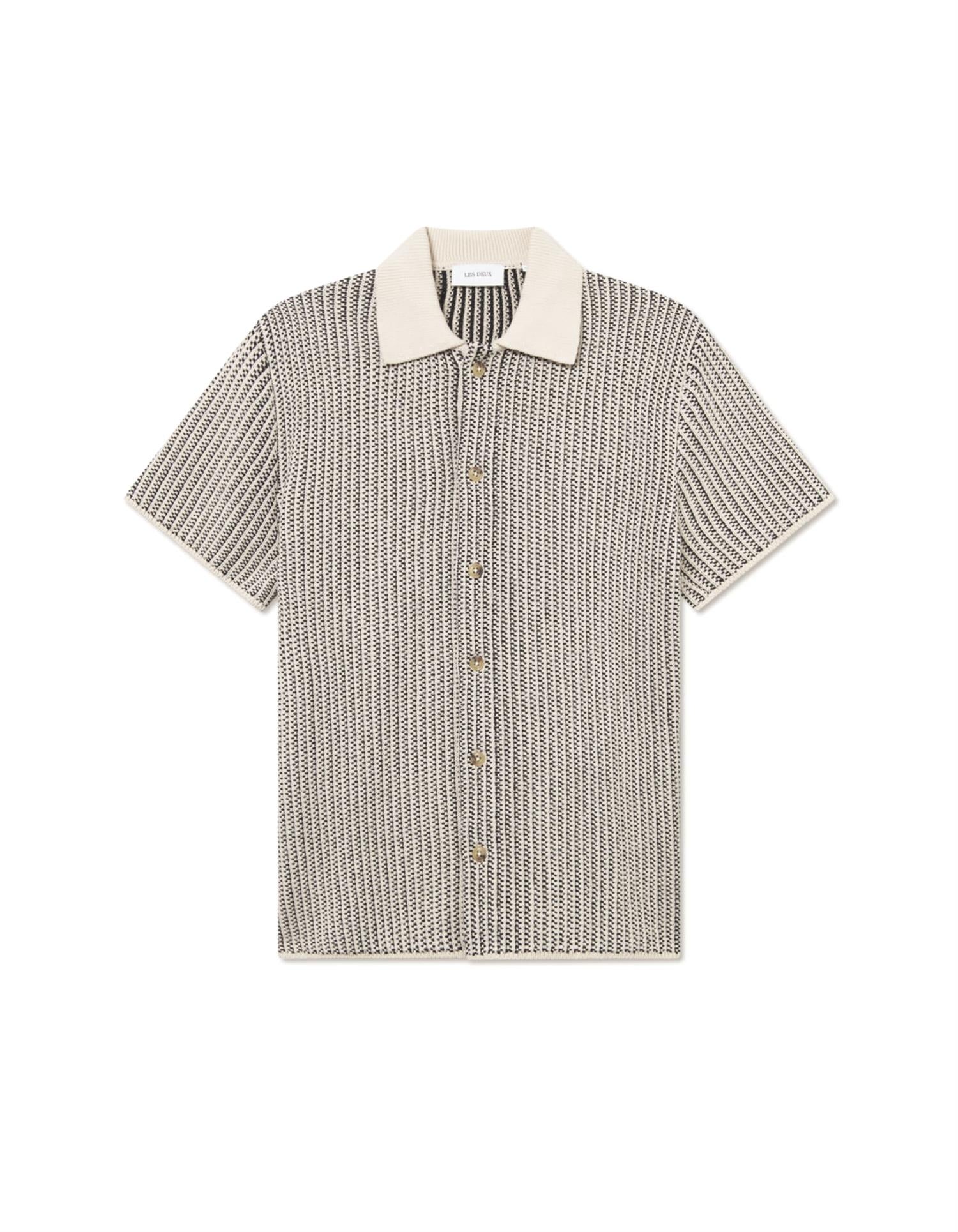 Easton Knitted SS Shirt Ivory/Black