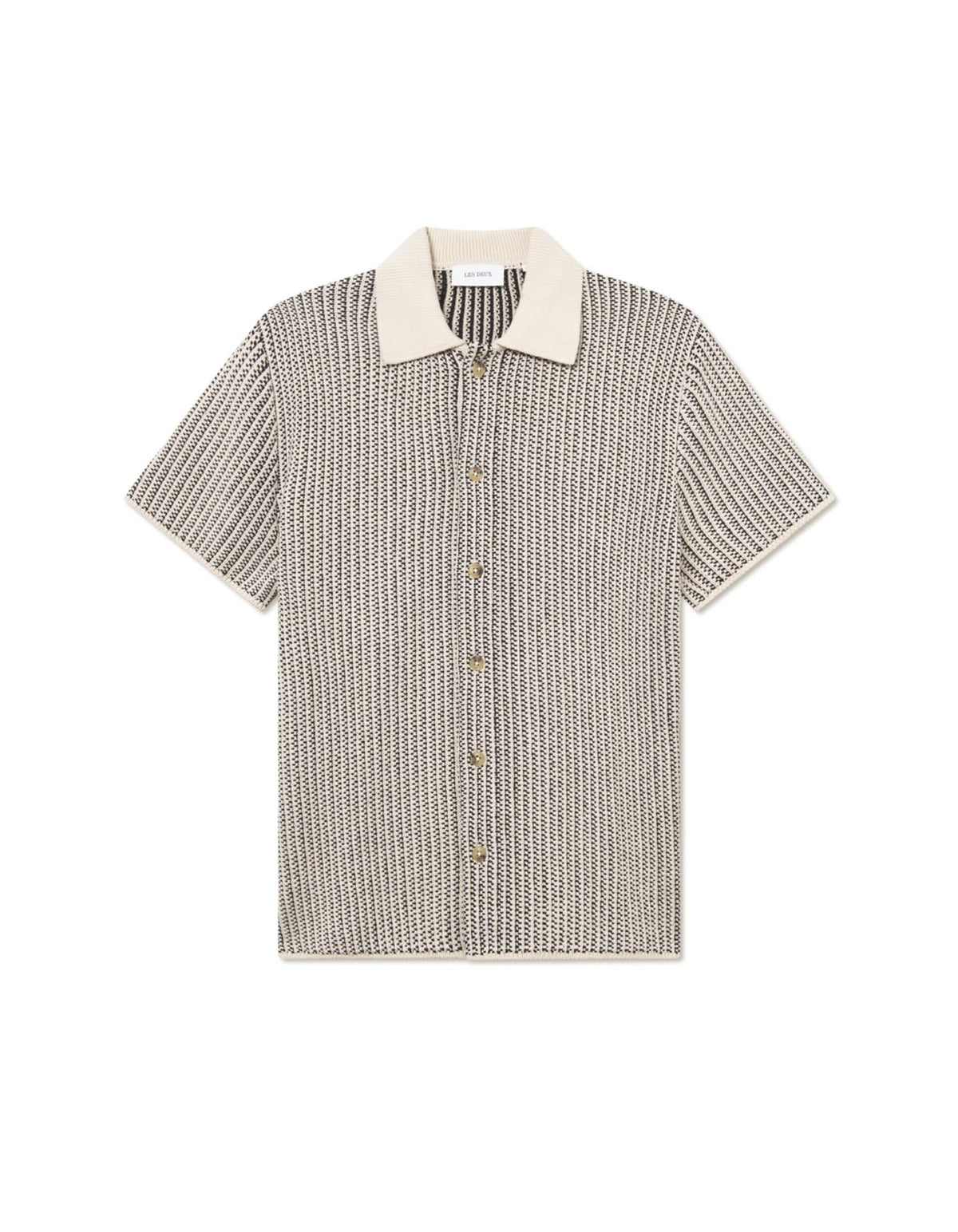 Easton Knitted SS Shirt Ivory/Black