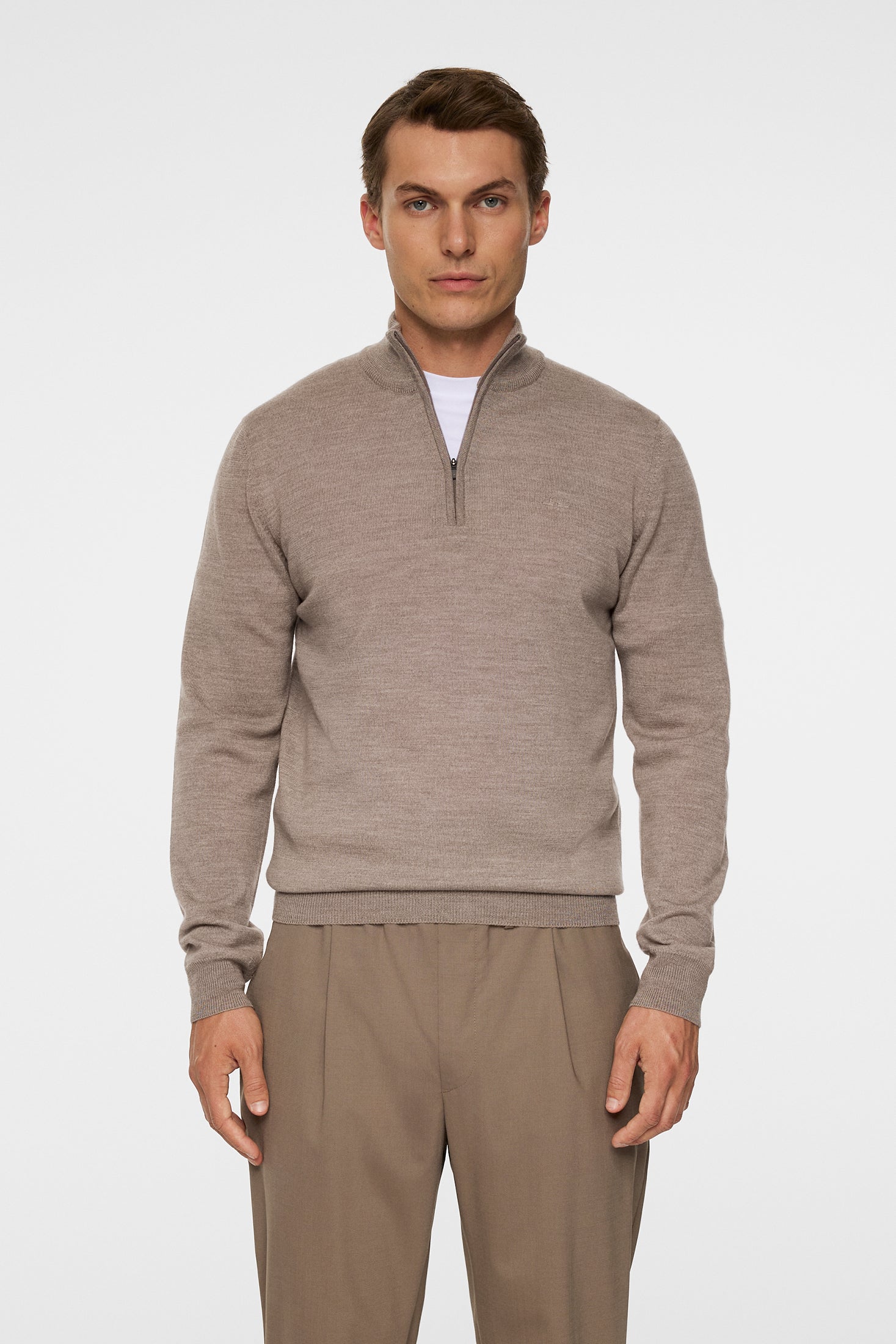 Kiyan Merino Quarter Zip Brindle Melange