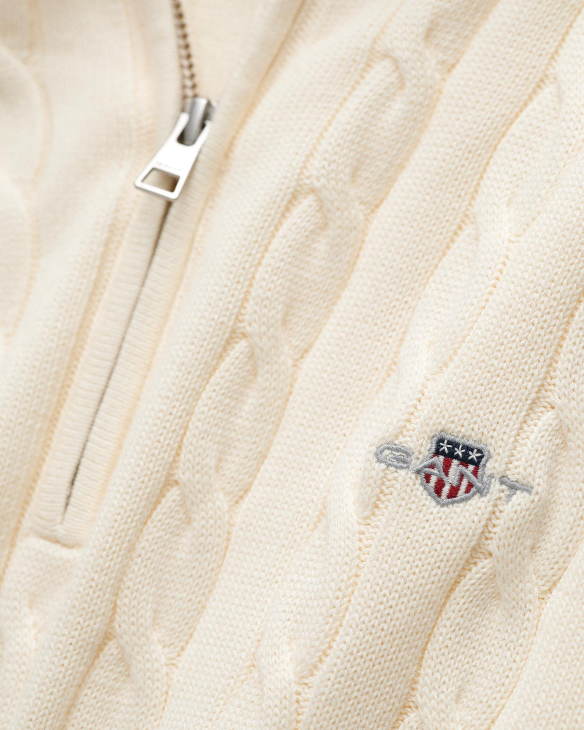 Cotton Cable Half Zip Cream