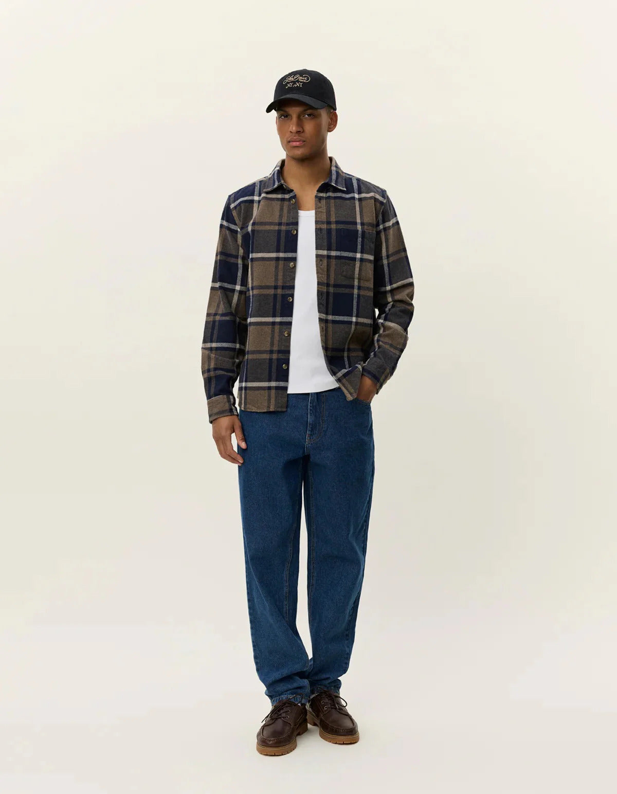 Jeremy Check Flannel Shirt Dark Navy