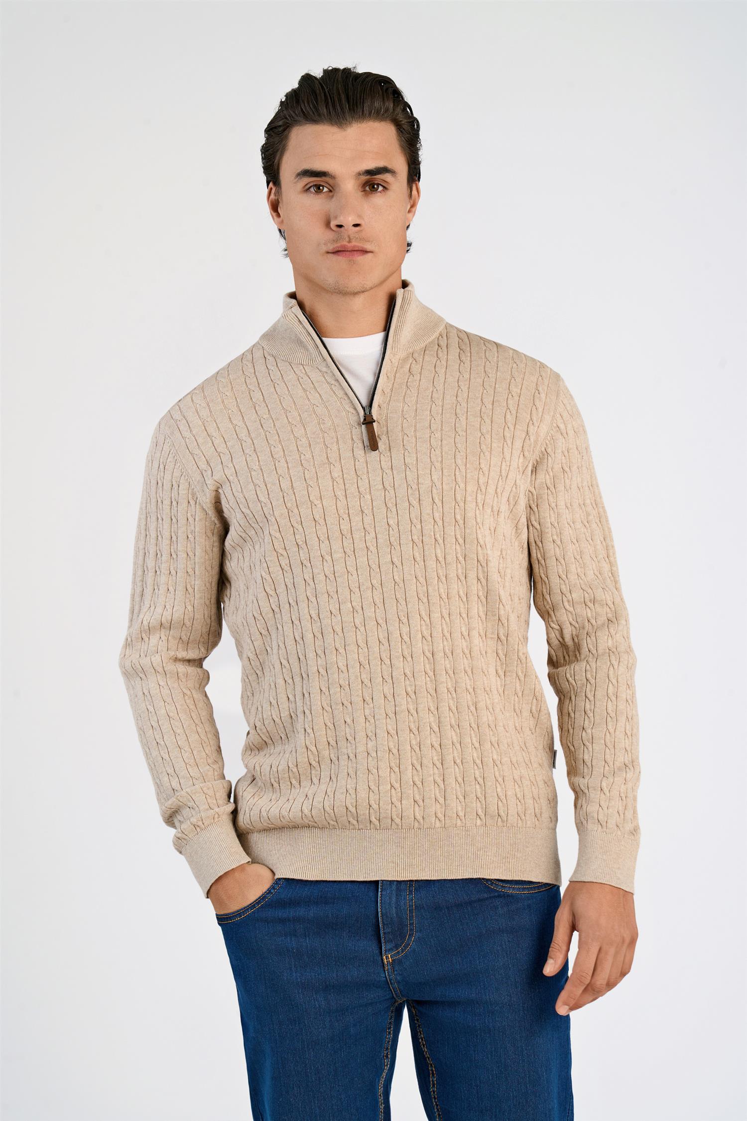 1/2 zip cable knit Off White Mel