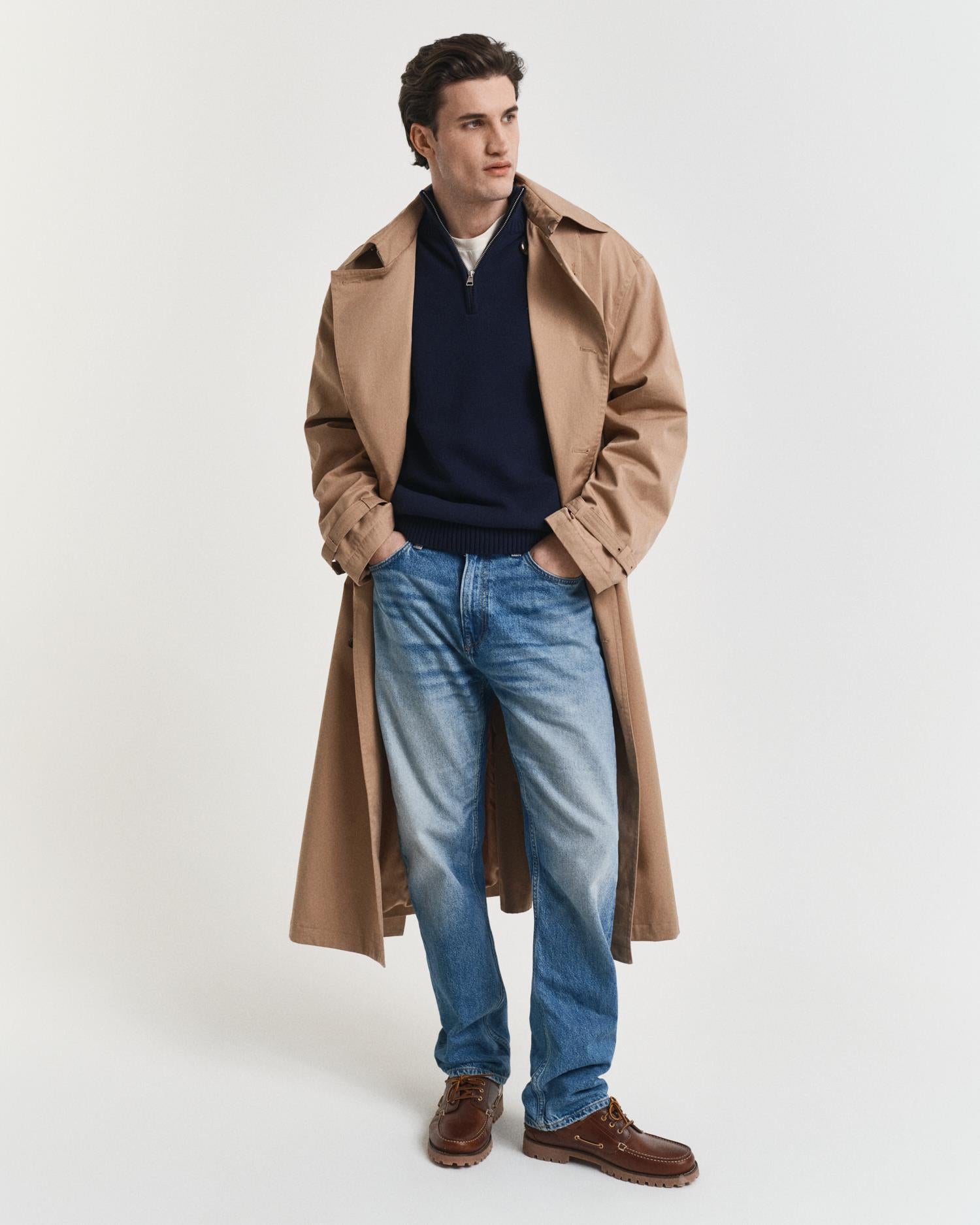 Cotton Sweater With Half-Zip Evening Blue