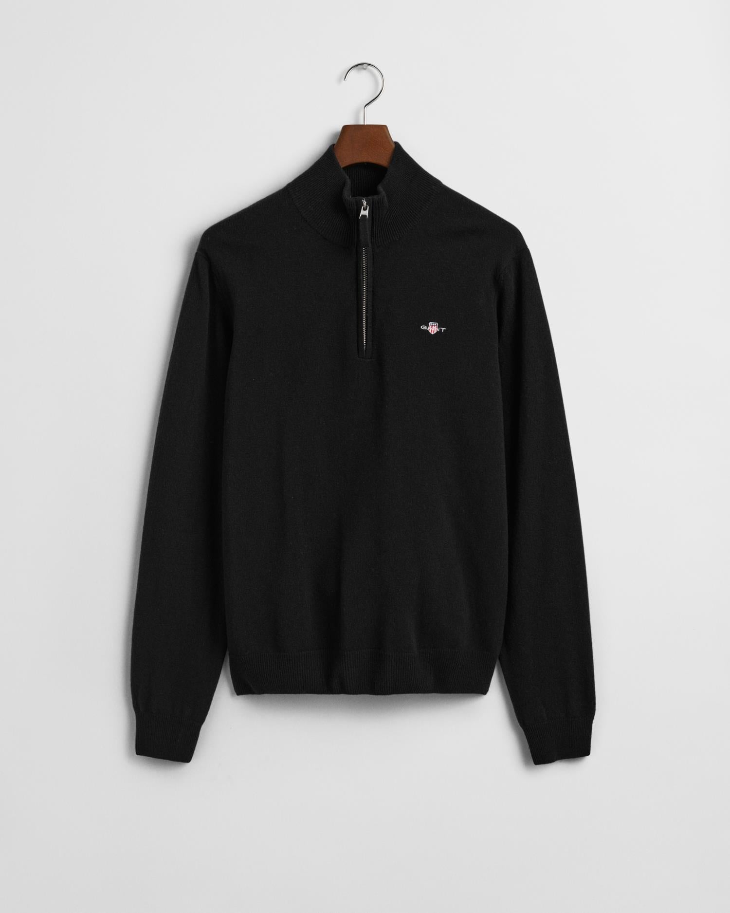 Superfine Lambswool Half Zip Black