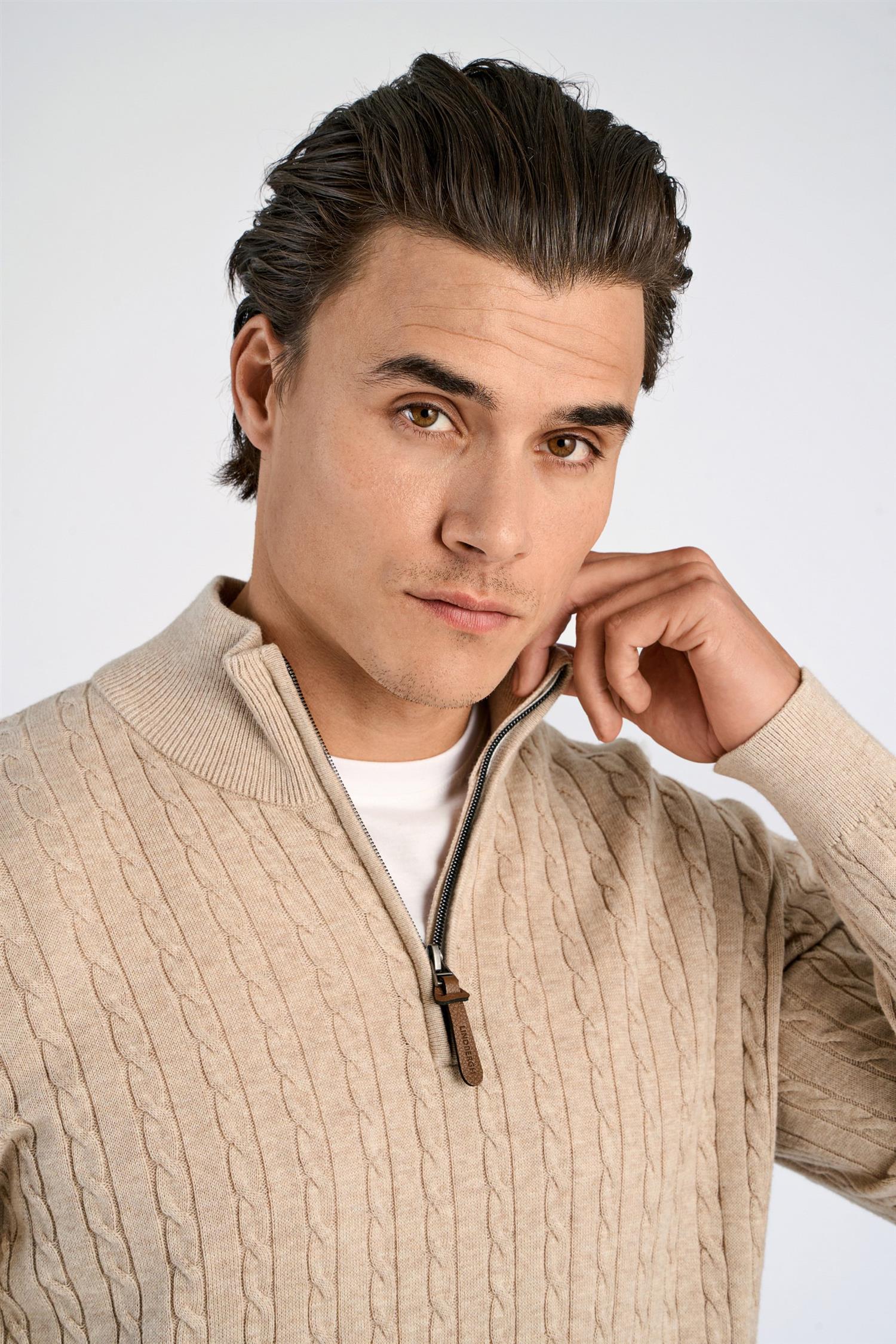 1/2 zip cable knit Off White Mel