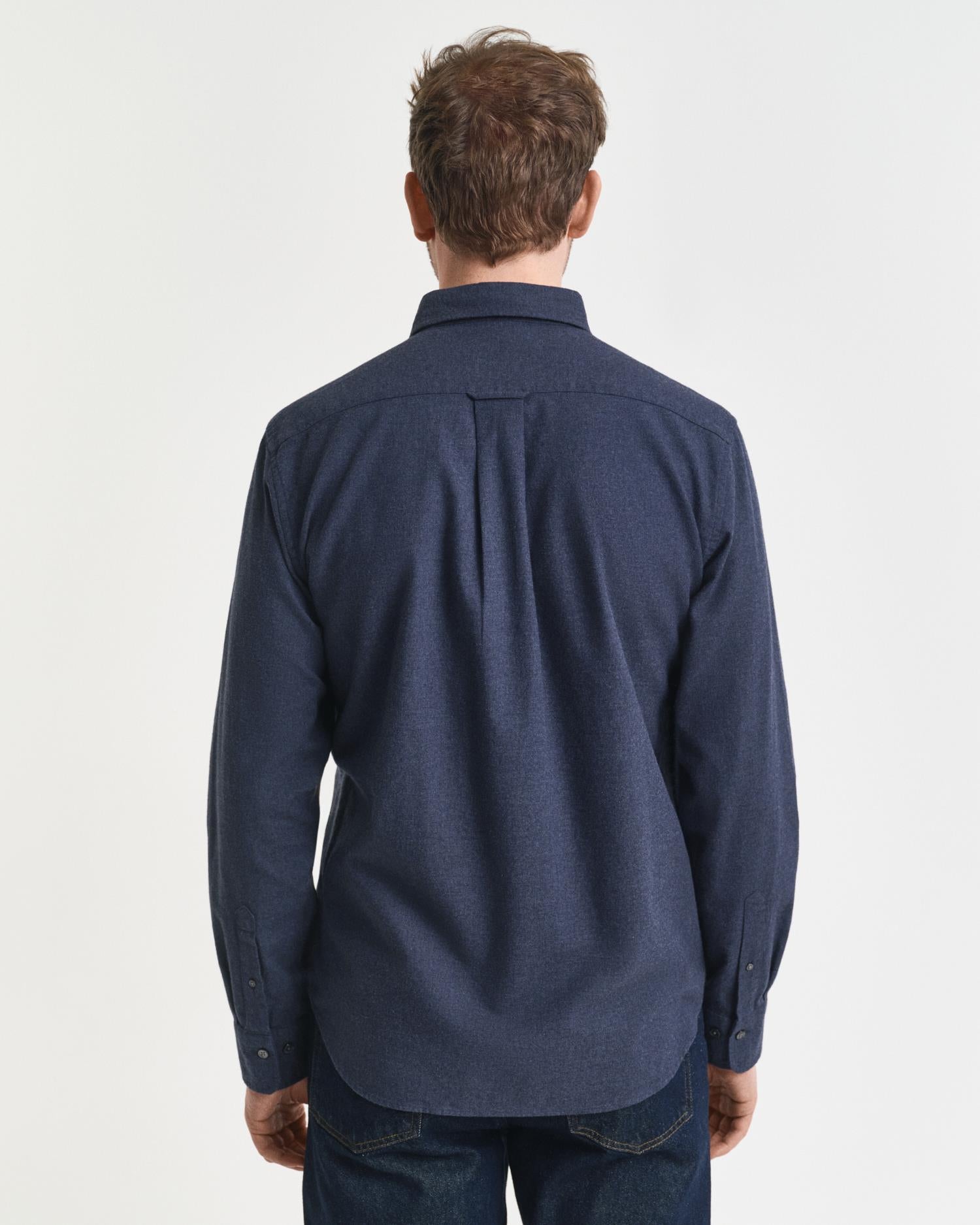 Reg Flannel Melange Shirt Dark Indigo Melange