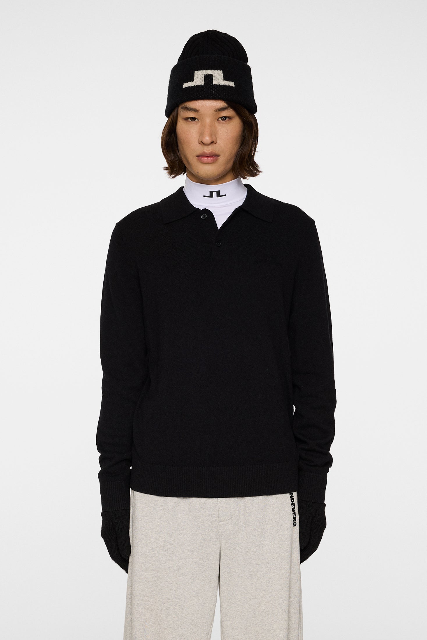 Edgar Knitted Wool Polo Black