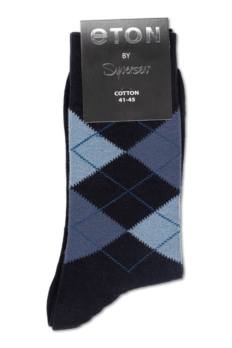 Eton Cotton Argyle Blue/White