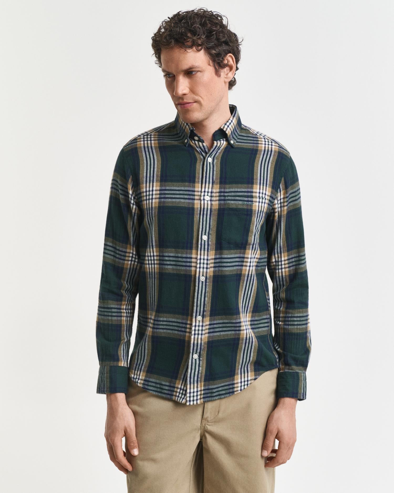 Reg Windblown Flannel Check Shirt Tartan Green