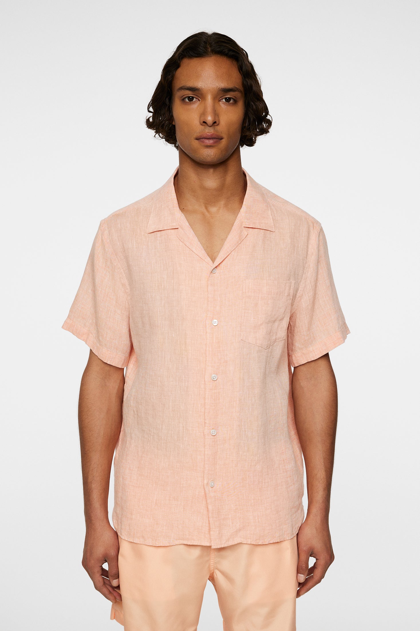 Elio Linen Melange Shirt Mock Orange