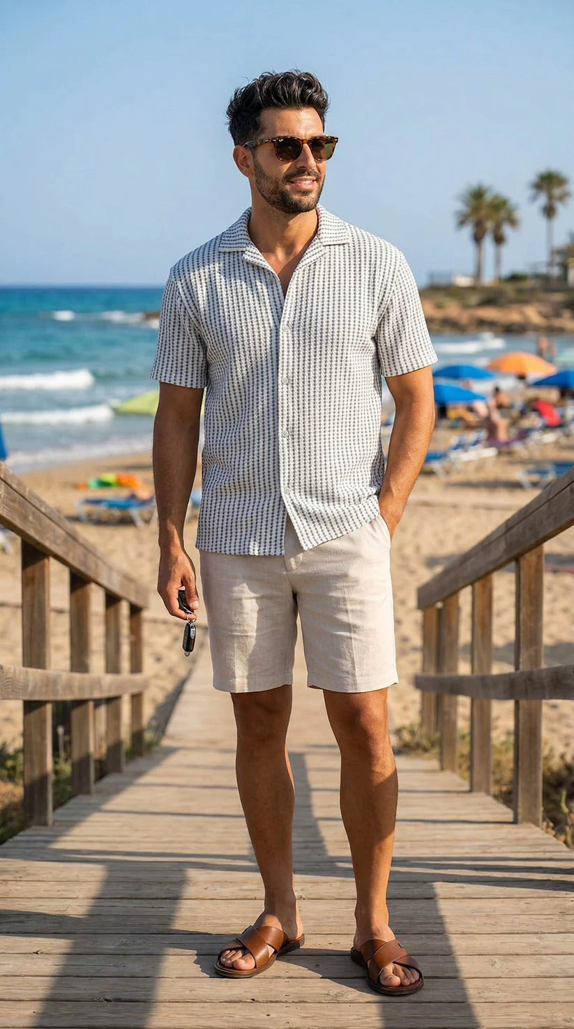 CAMP SHIRT SS Blue/White