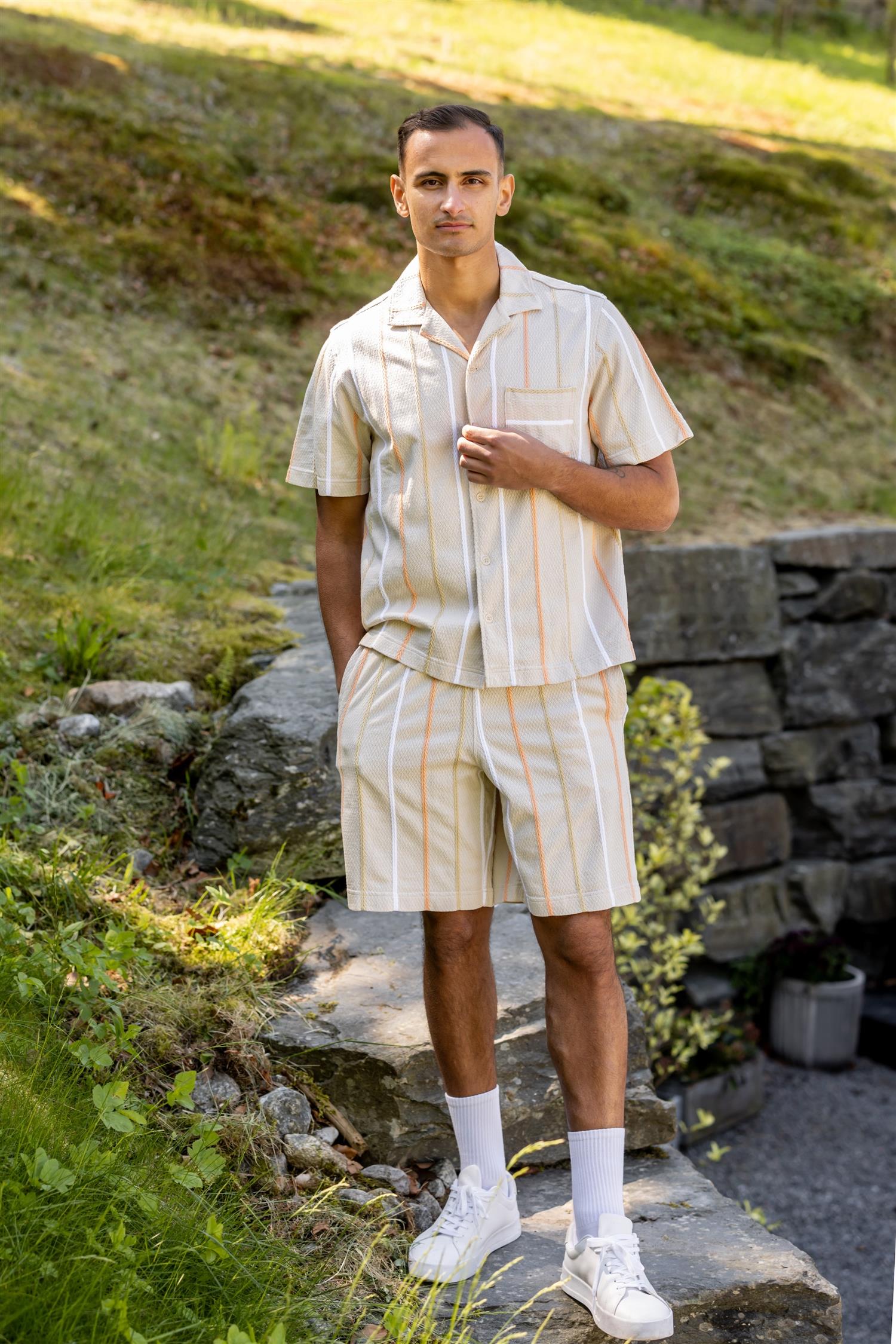 Theron Stripe Resort Shirt Moonbeam