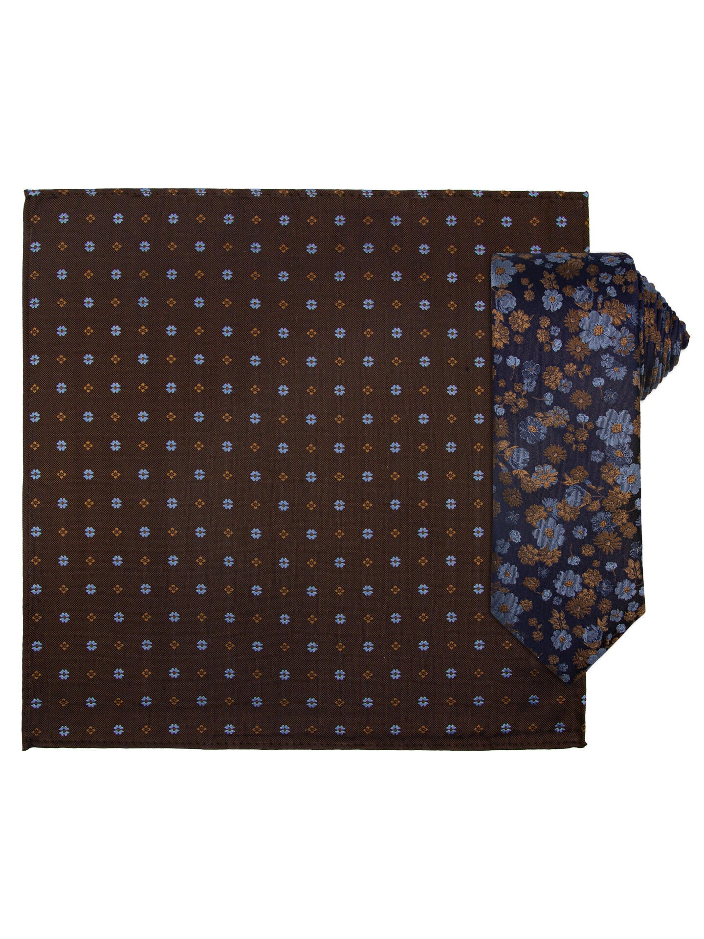 Santi silkeslips+lommetørkle Brun