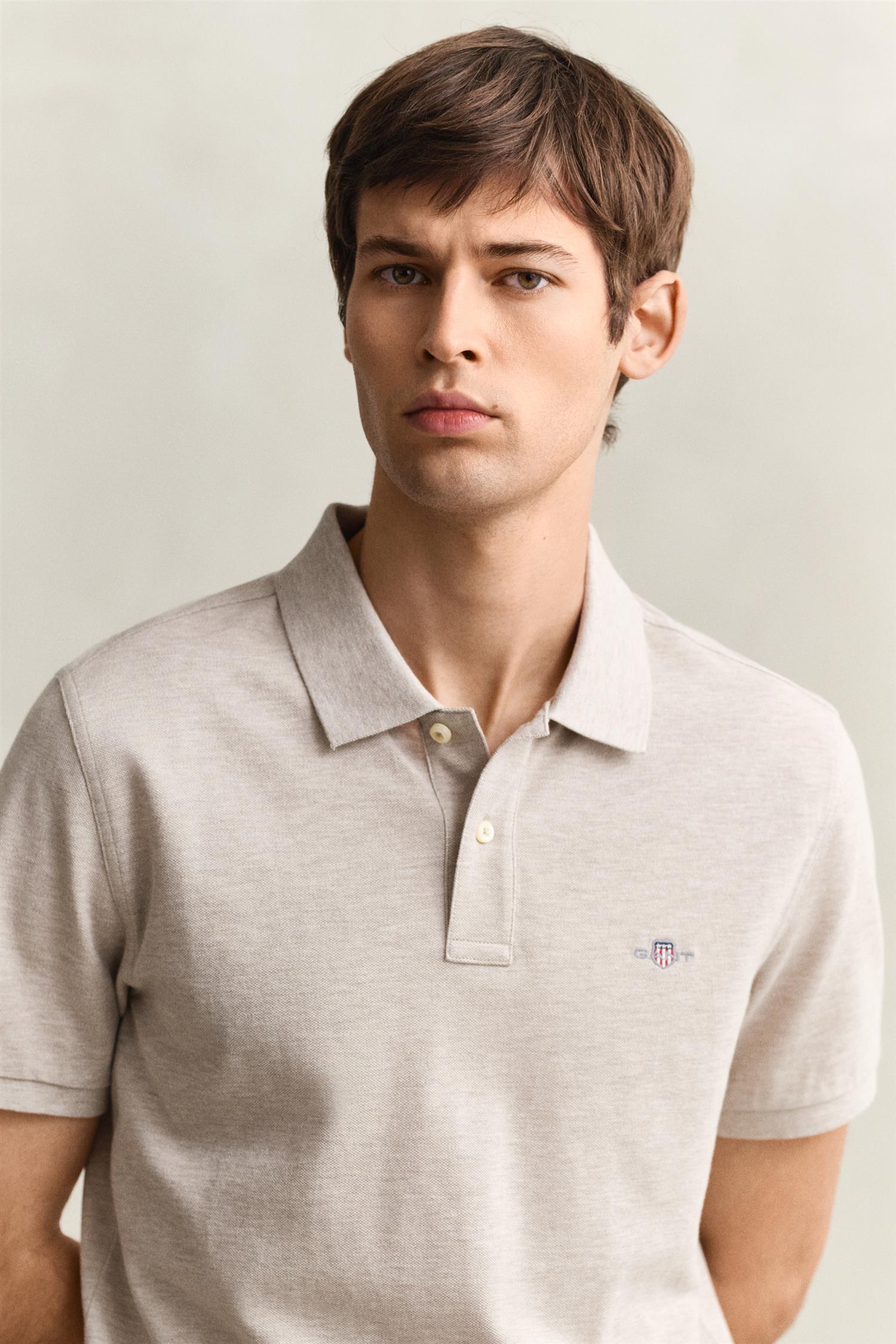 Reg Shield Ss Pique Polo Oat Melange