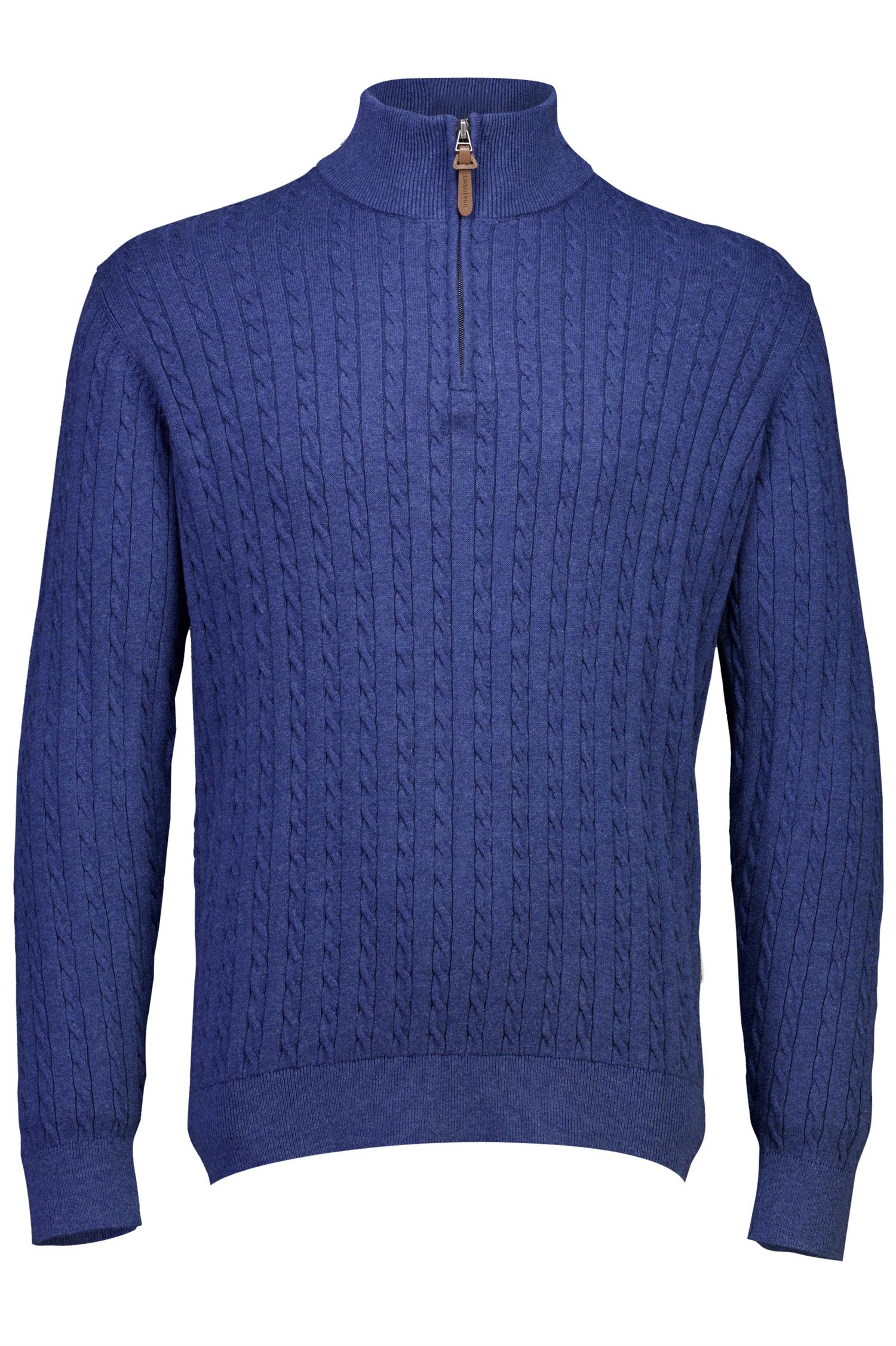 1/2 zip cable knit Blue Sky Mel