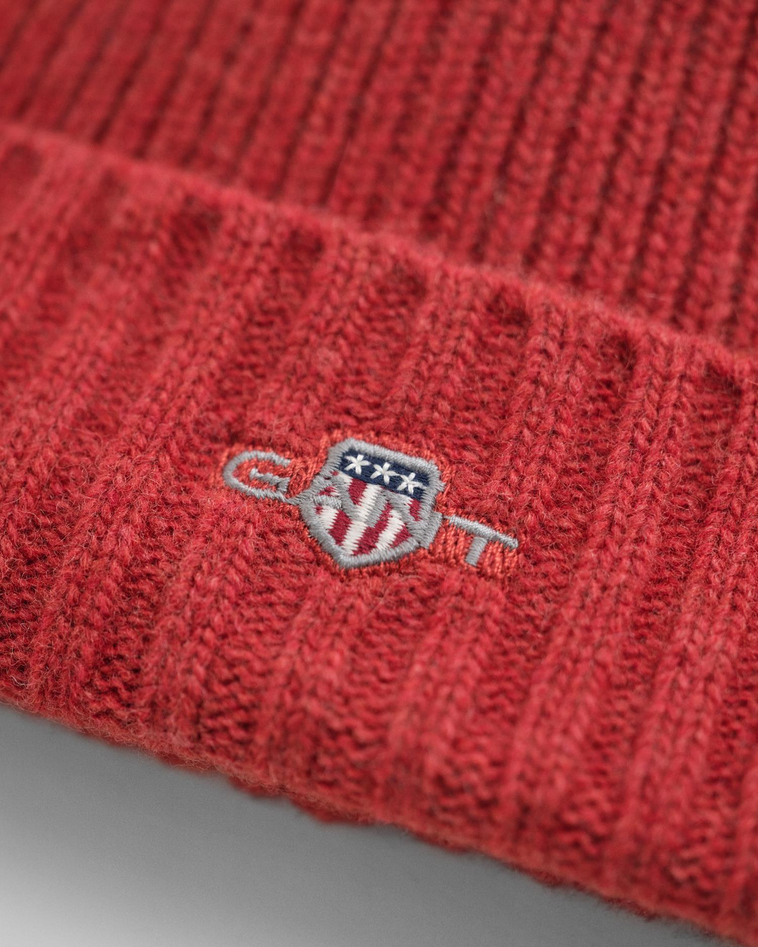 Unisex. Shield Wool Beanie Modern Rust