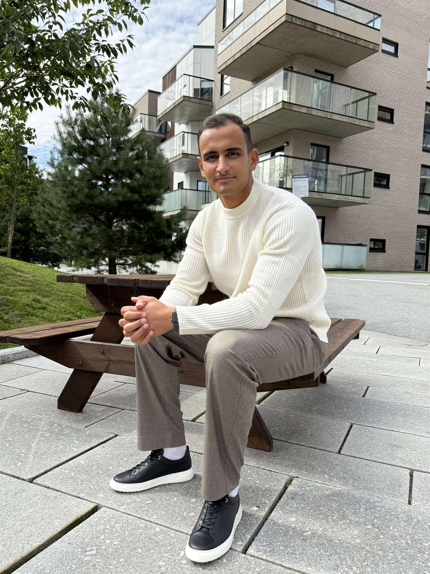 Eddie Wool Rib Crewneck Knit Ivory