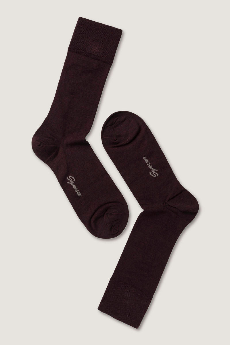 Fine Wool Crew Sock Bordeaux
