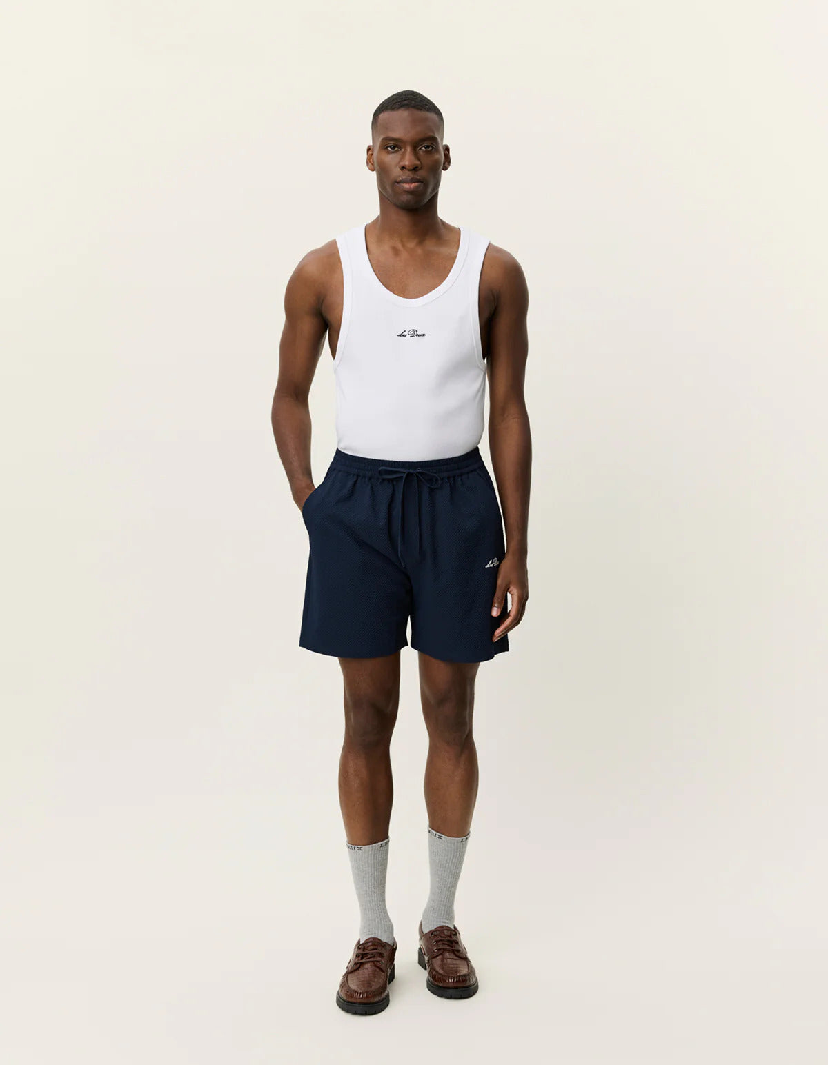 Stan seersucker swim shorts Dark Navy