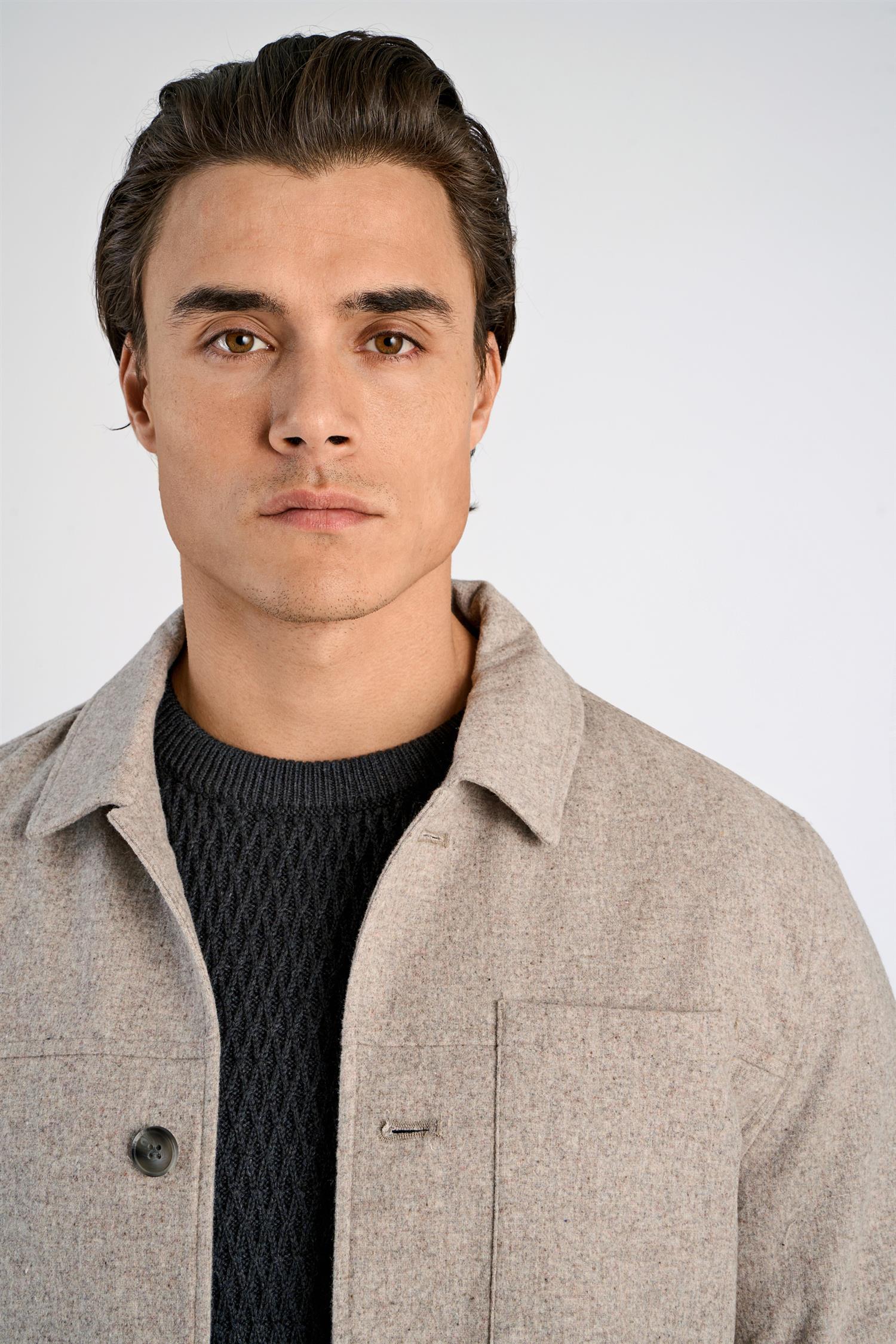 Cropped length overshirtjacket Dk Sand Mel