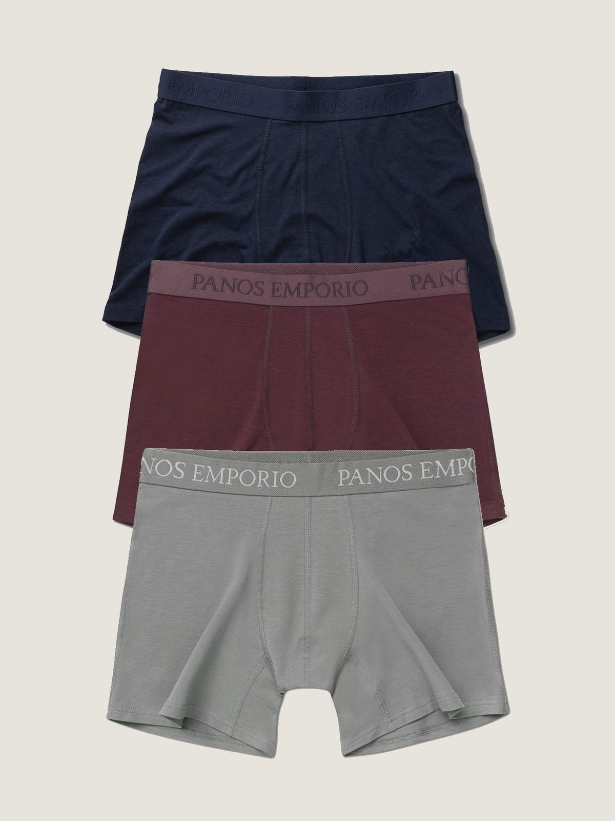 3pk Base Bamboo Boxer Navy/Brushed Nickel/Vineyard Wine