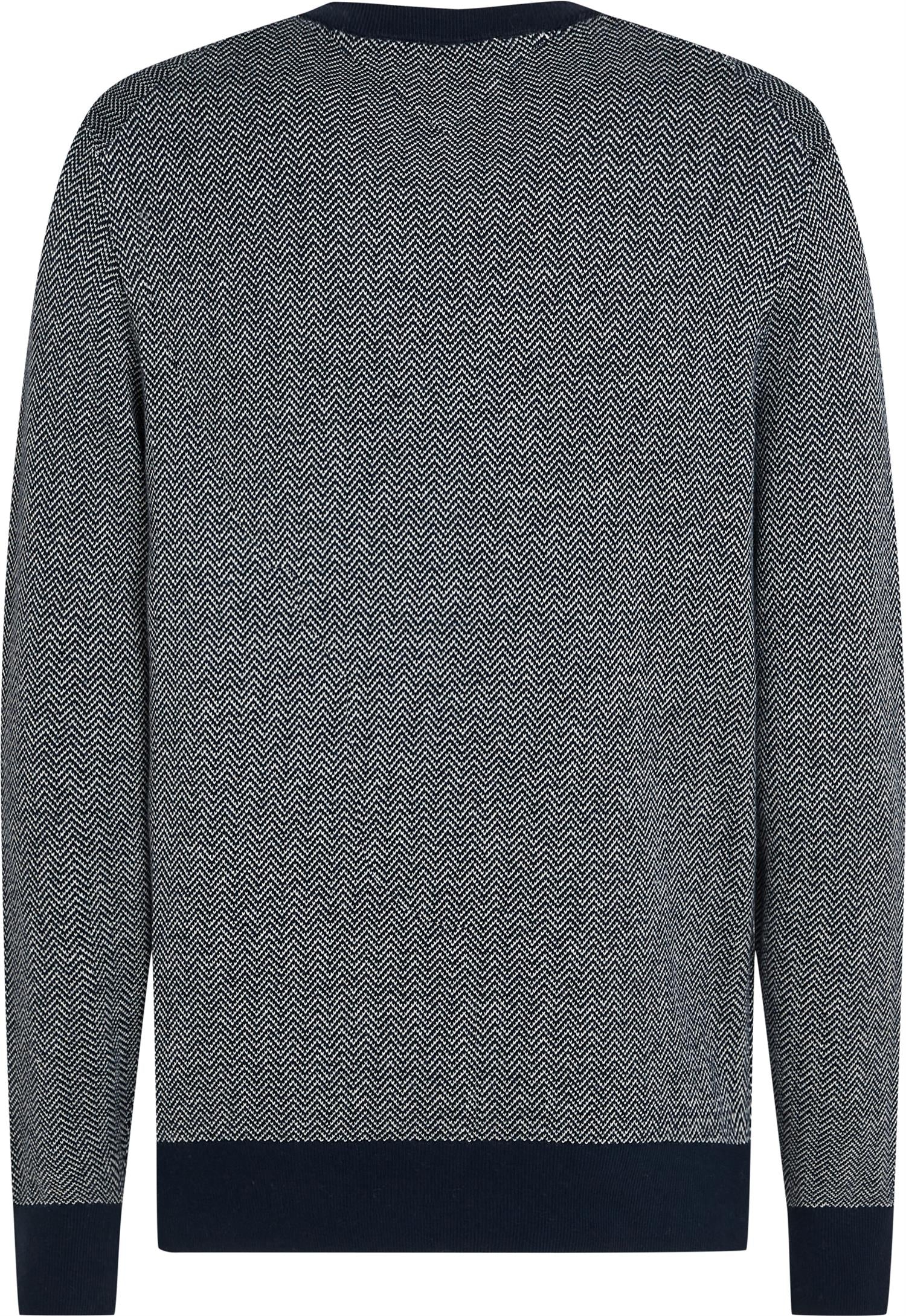 Pima Ctn Cash Herringbone Crew Desert Sky/Ivory Petal