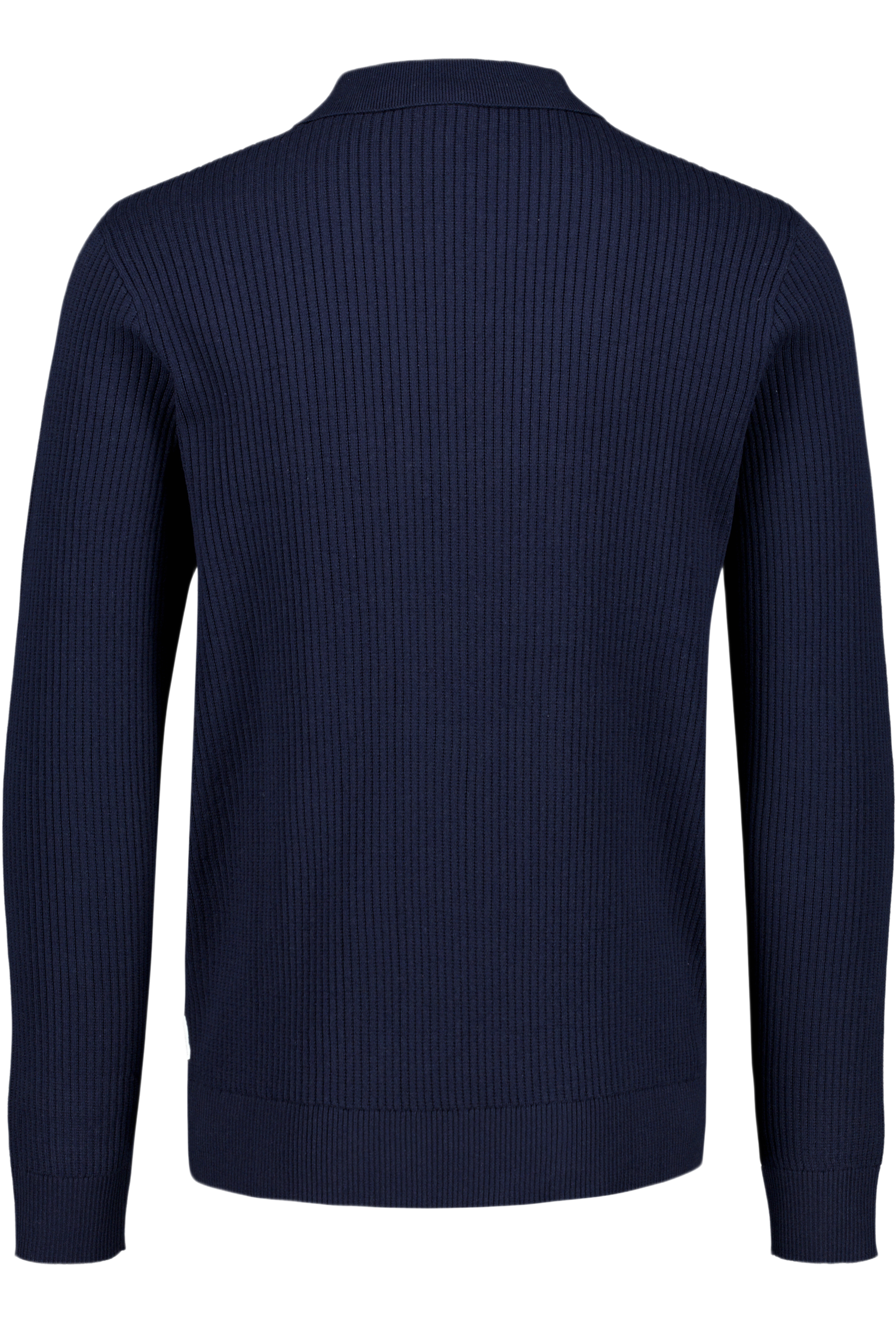 Ribbed L/s V-Neck Polo Navy