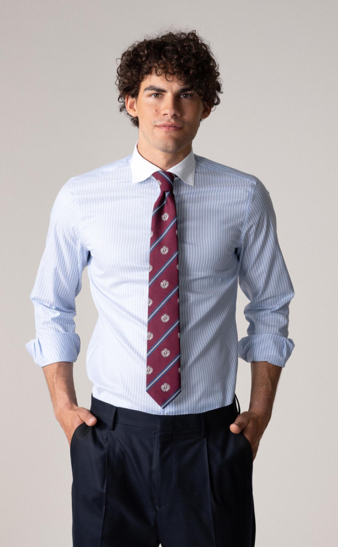 The whitecollar bold white stripe Skyblue