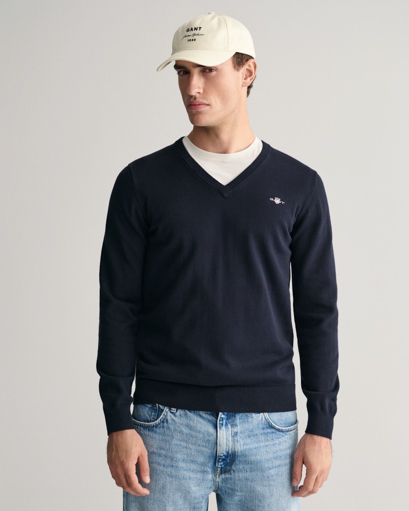 CLASSIC COTTON V-NECK Evening Blue