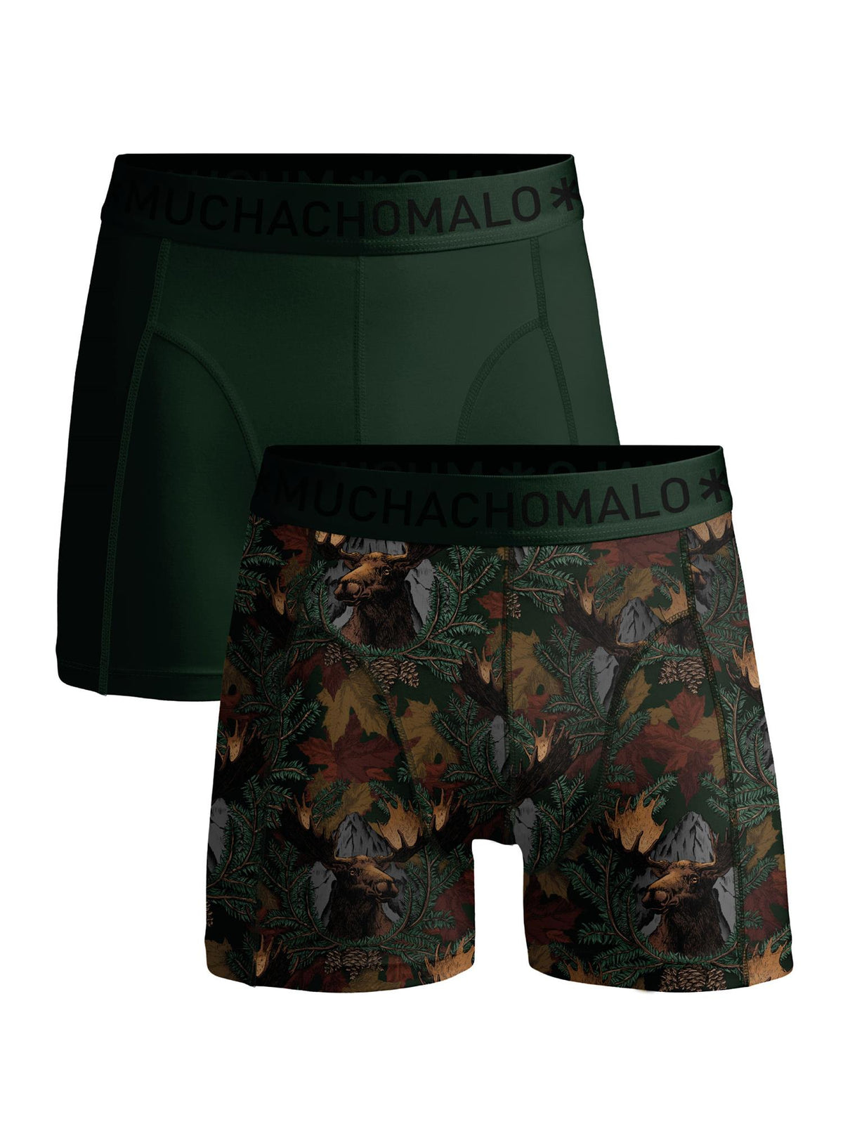 1010 Moose 01 2pk Boxer Pr/solid Cm Print/Green