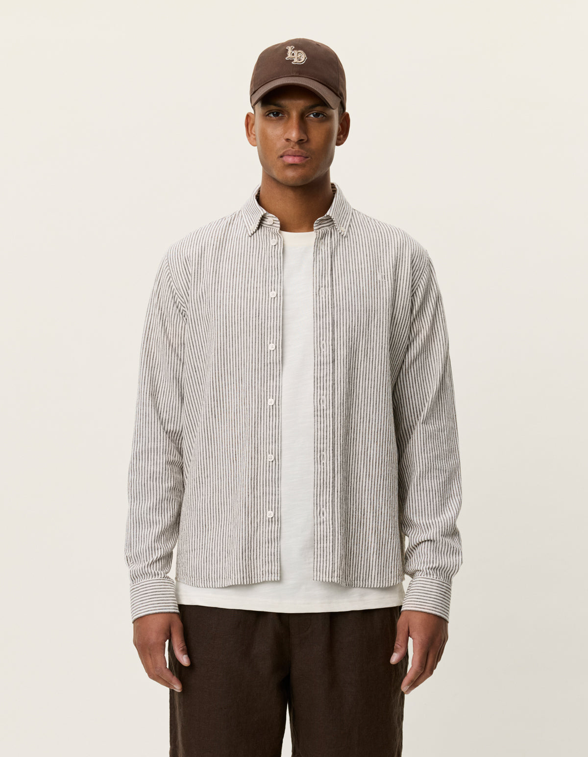 Kontrad stripe Cotton linen shirt Teak