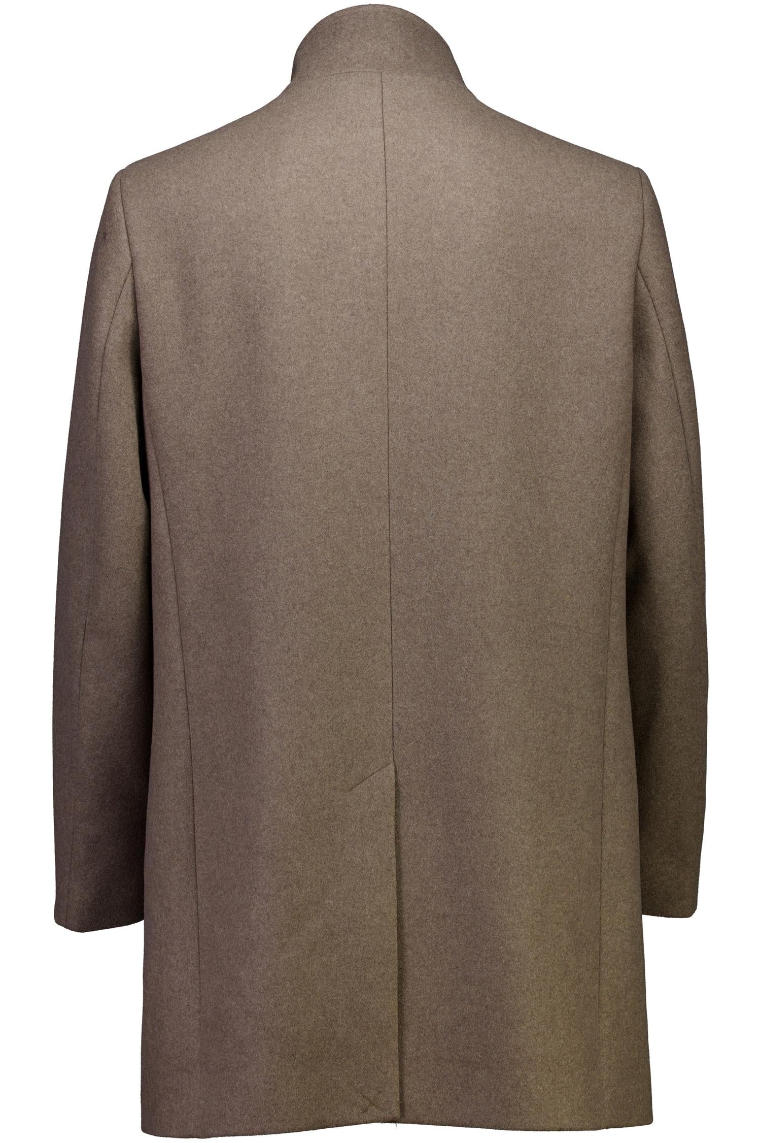 Detachable Collar Wool Coat Mid Brown