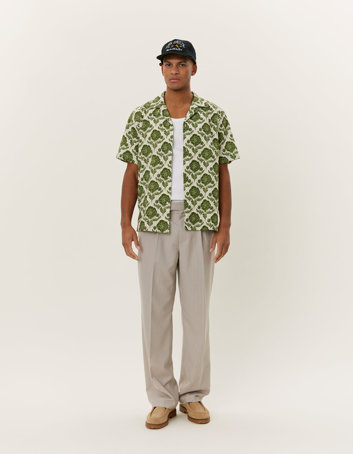 Lesley Flower Tile AOP SS Shirt Vintage Green/Ivory