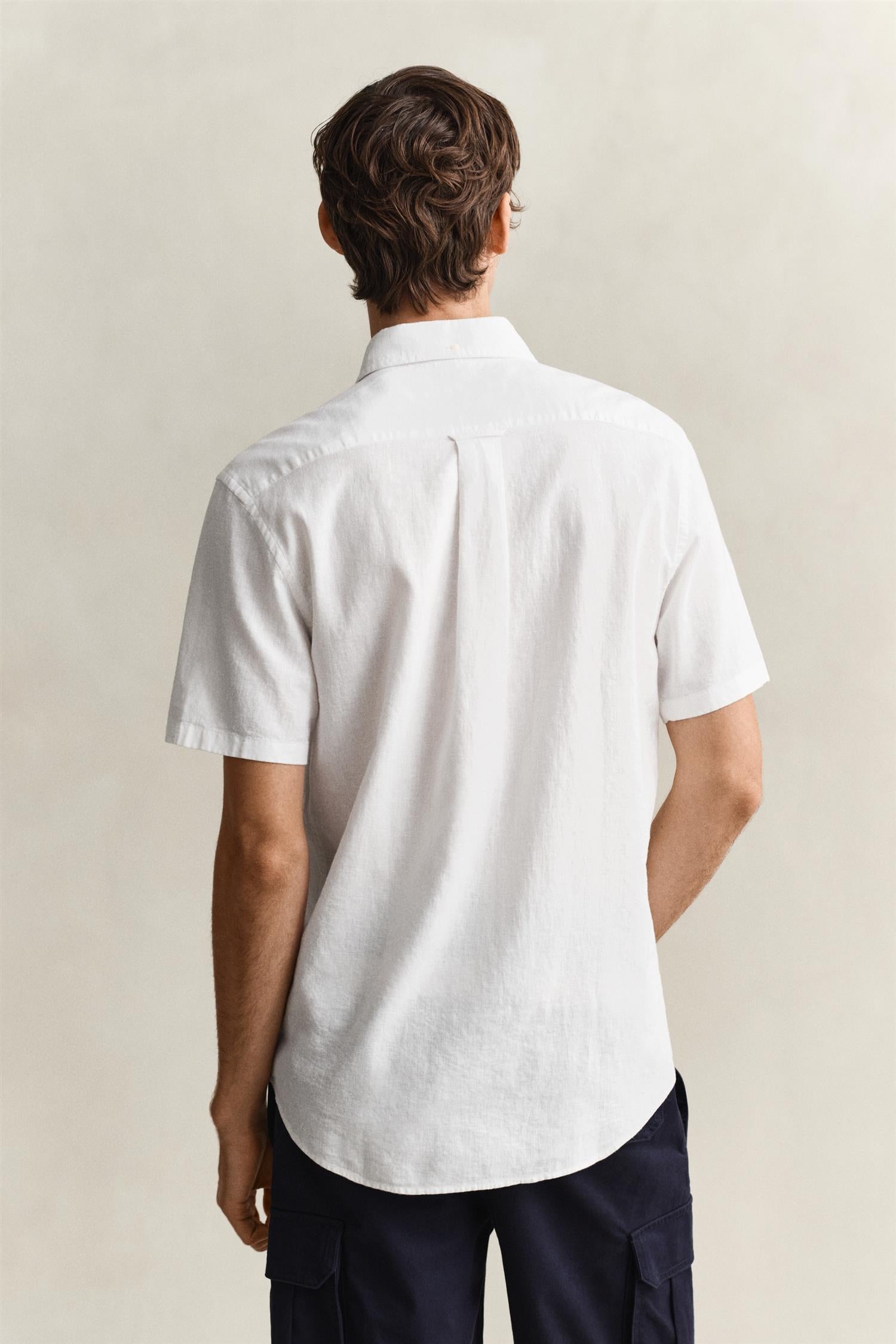 Reg cotton linen ss shirt White