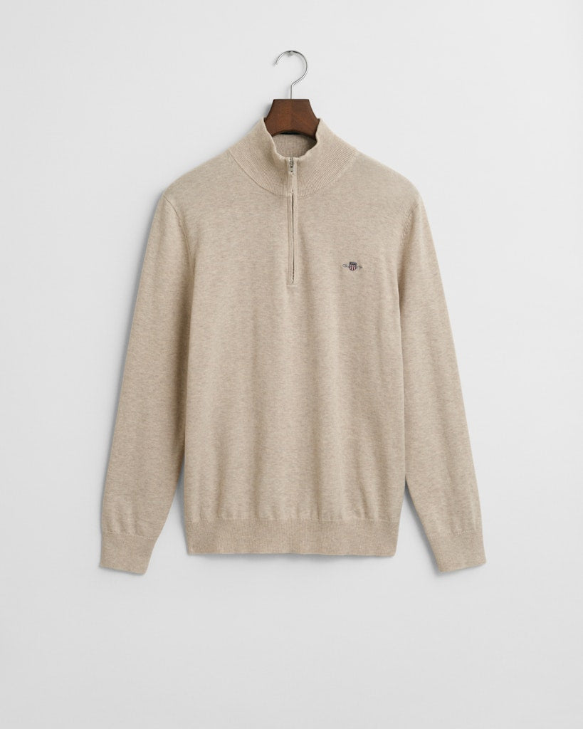 CLASSIC COTTON HALF ZIP Light Beige Melange