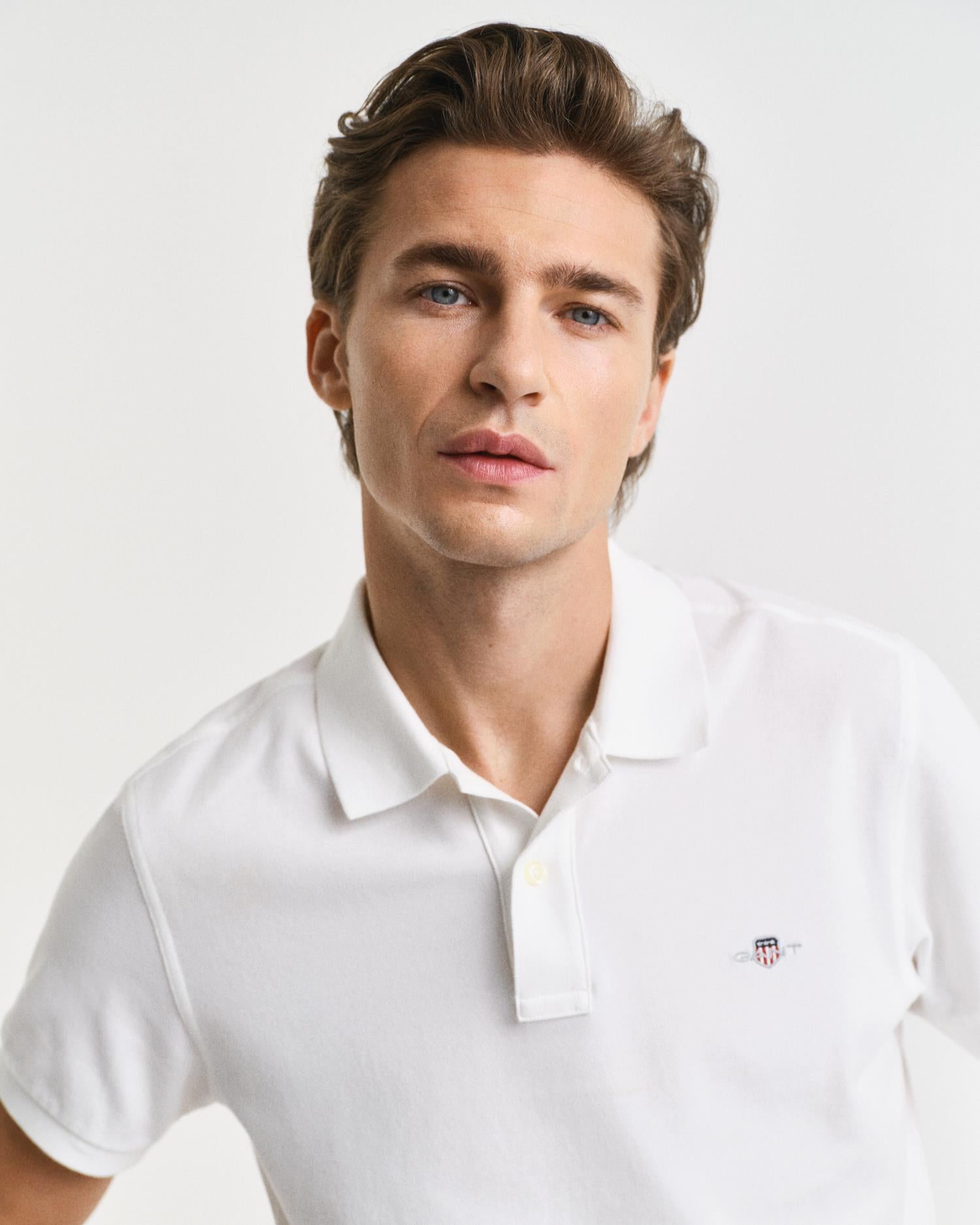 Klassisk Piquéskjorte I Slim Fit White