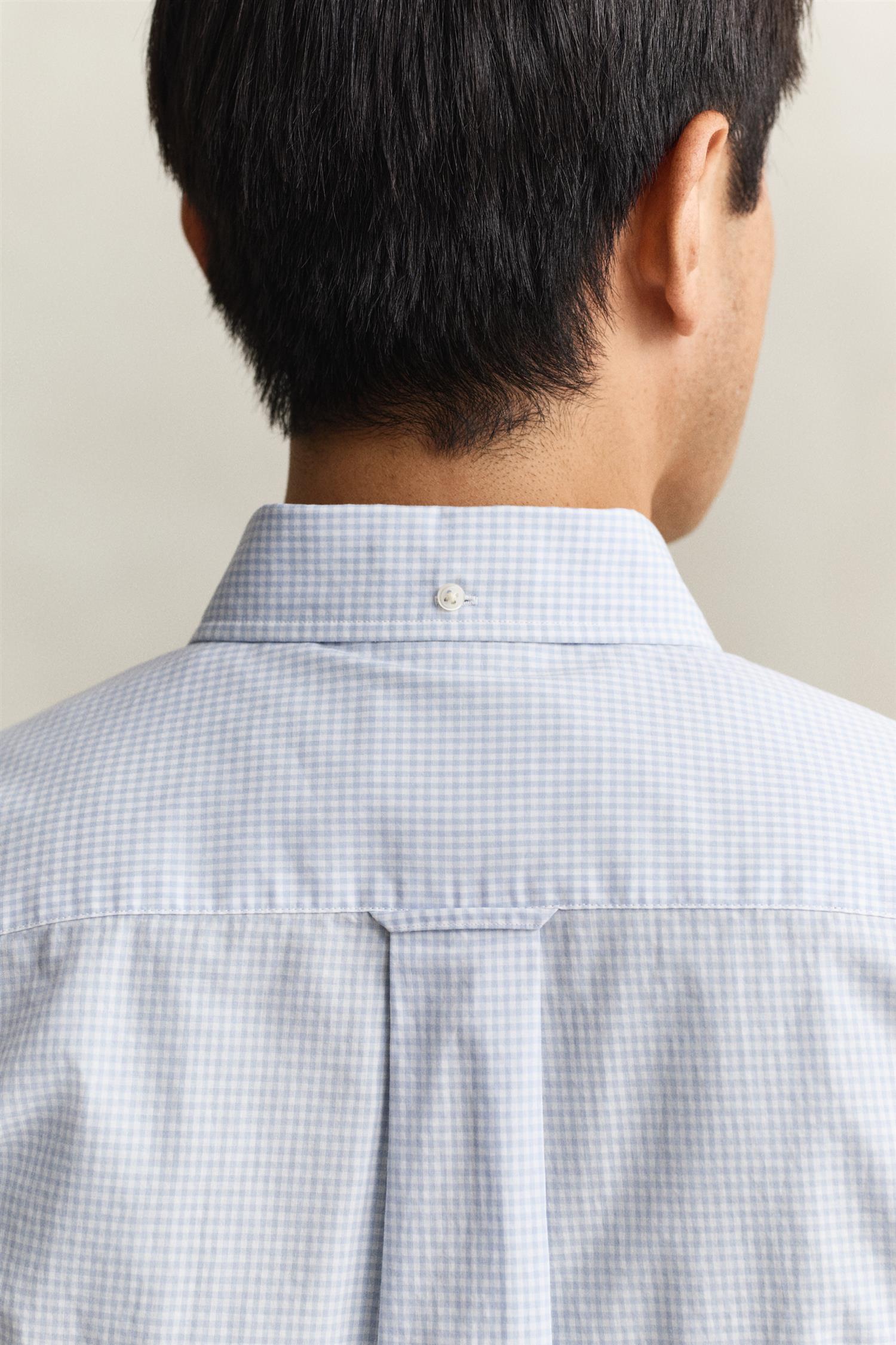 Reg Classic Poplin Gingh Ss Shirt Light Blue