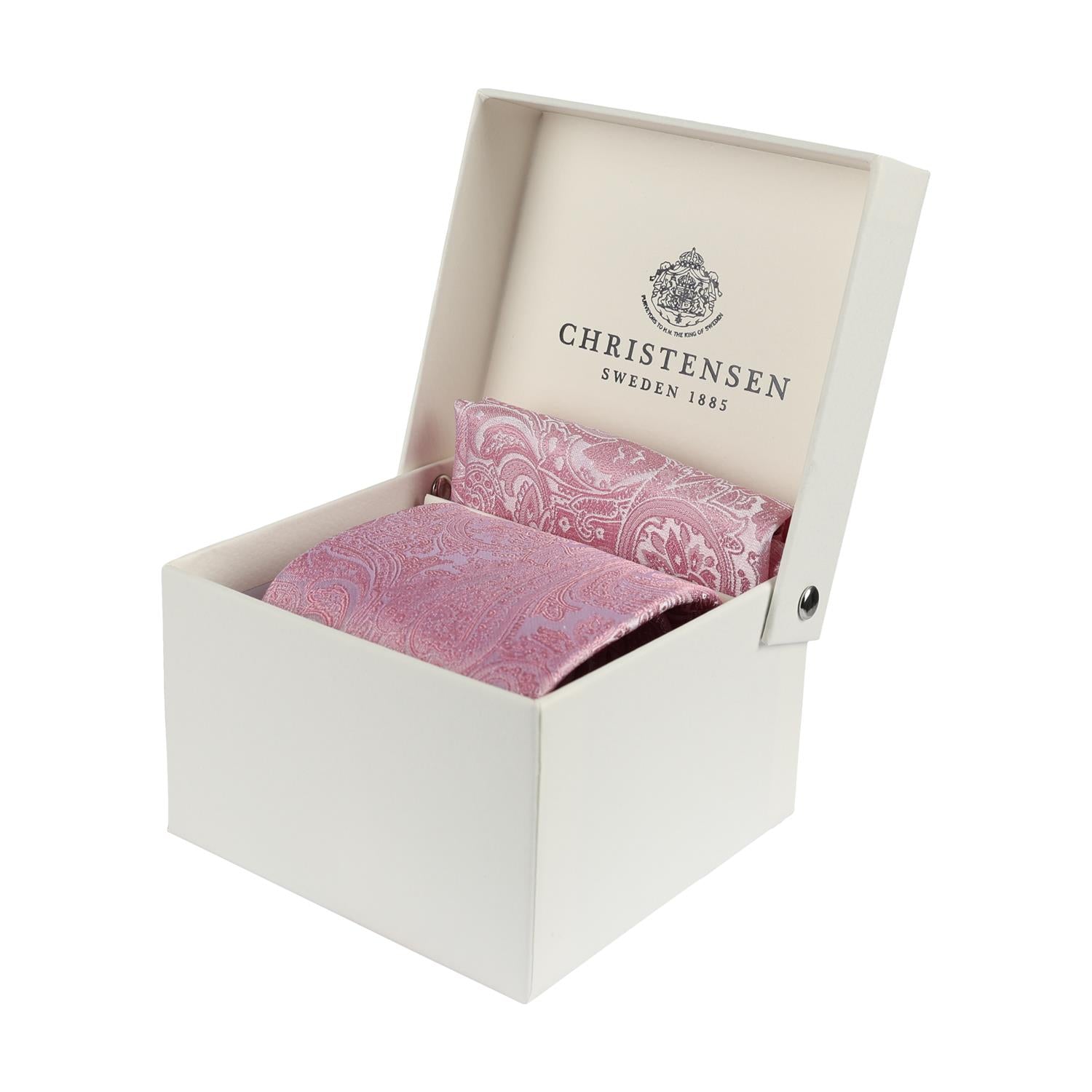 Tie & pocket square box set Powder Pink